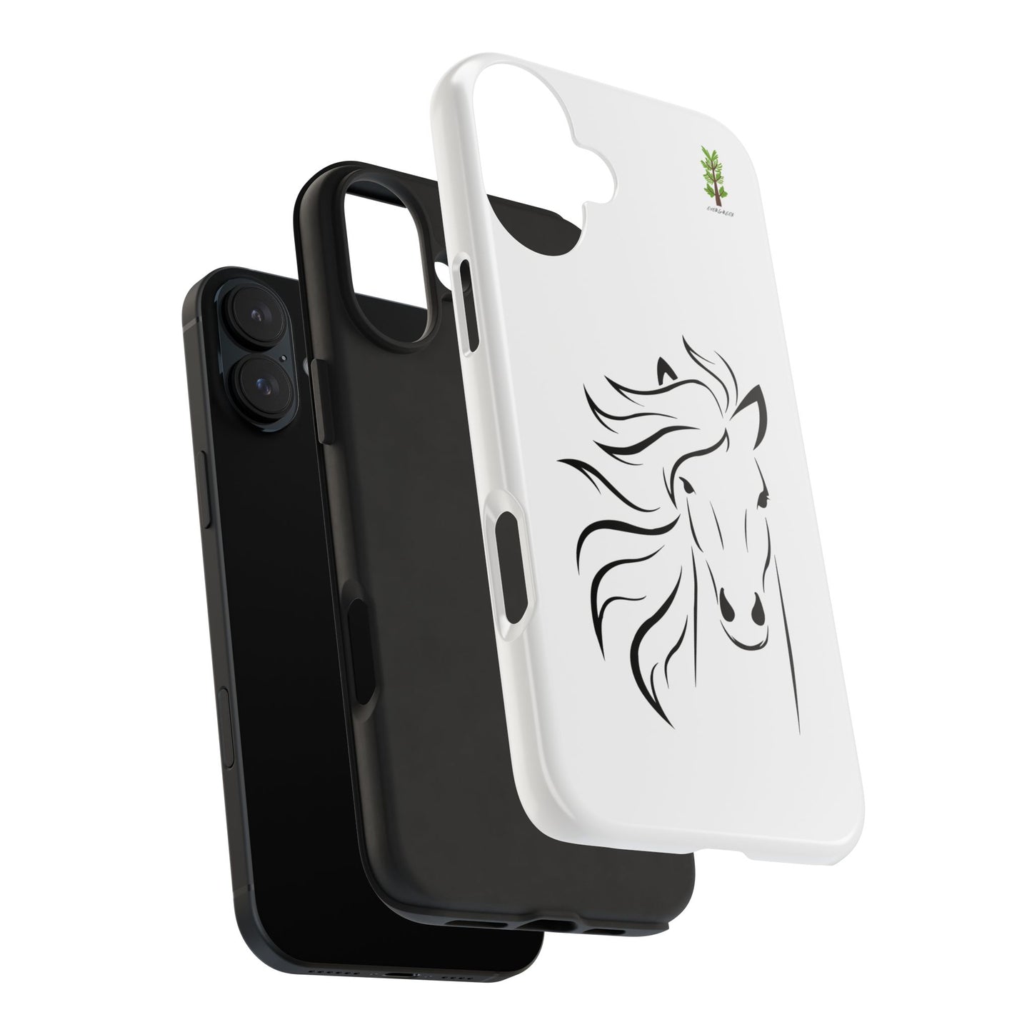 Evergreen Horse Line - Elegant Horse Design Tough Phone Case - Durable Protection for Equestrian Lovers