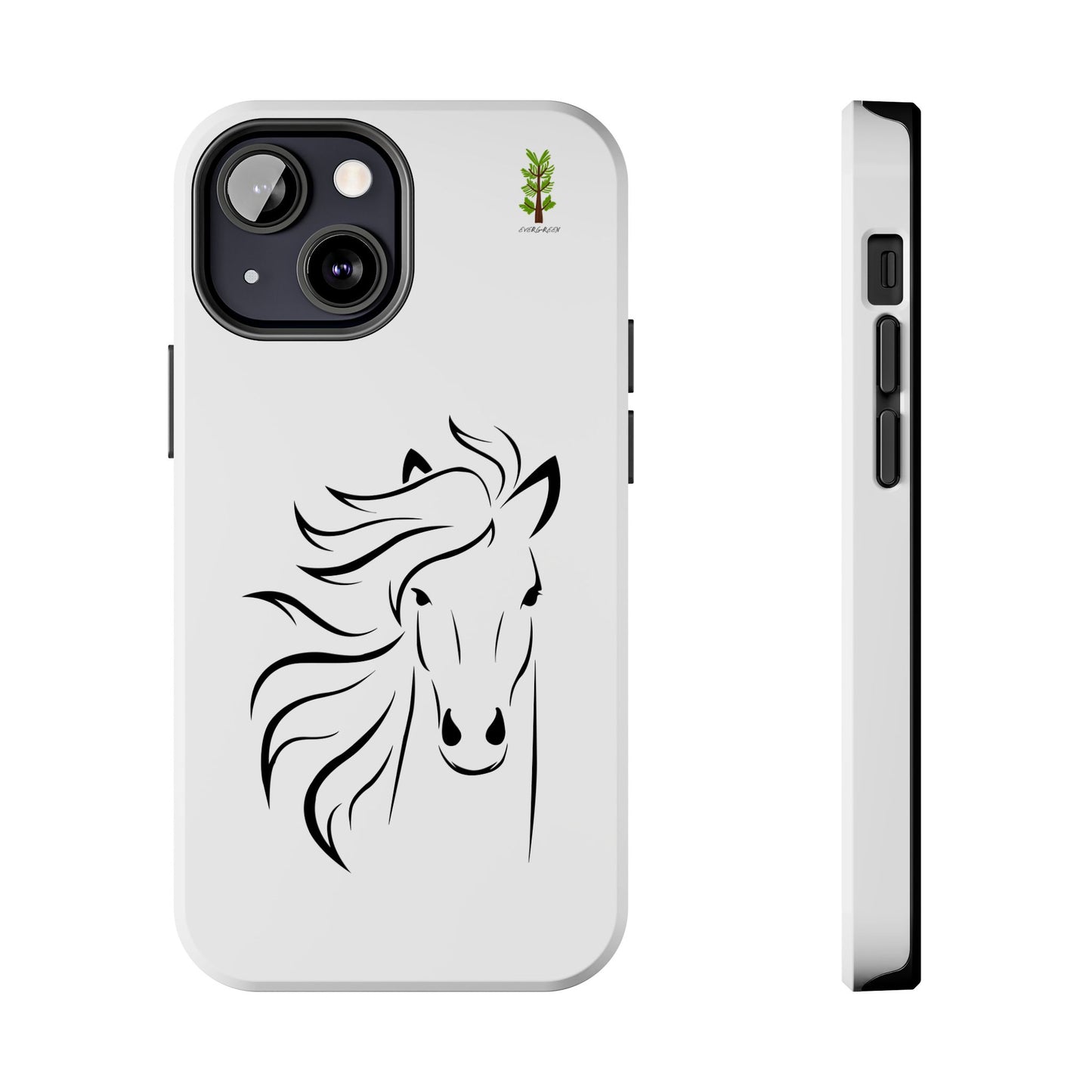 Evergreen Horse Line - Elegant Horse Design Tough Phone Case - Durable Protection for Equestrian Lovers