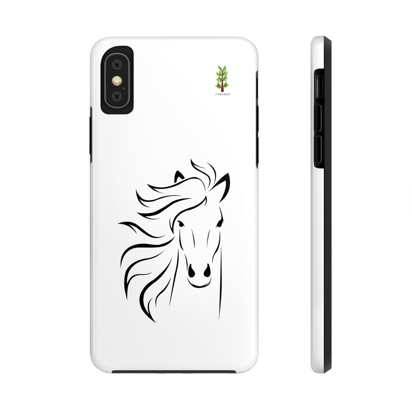 Evergreen Horse Line - Elegant Horse Design Tough Phone Case - Durable Protection for Equestrian Lovers