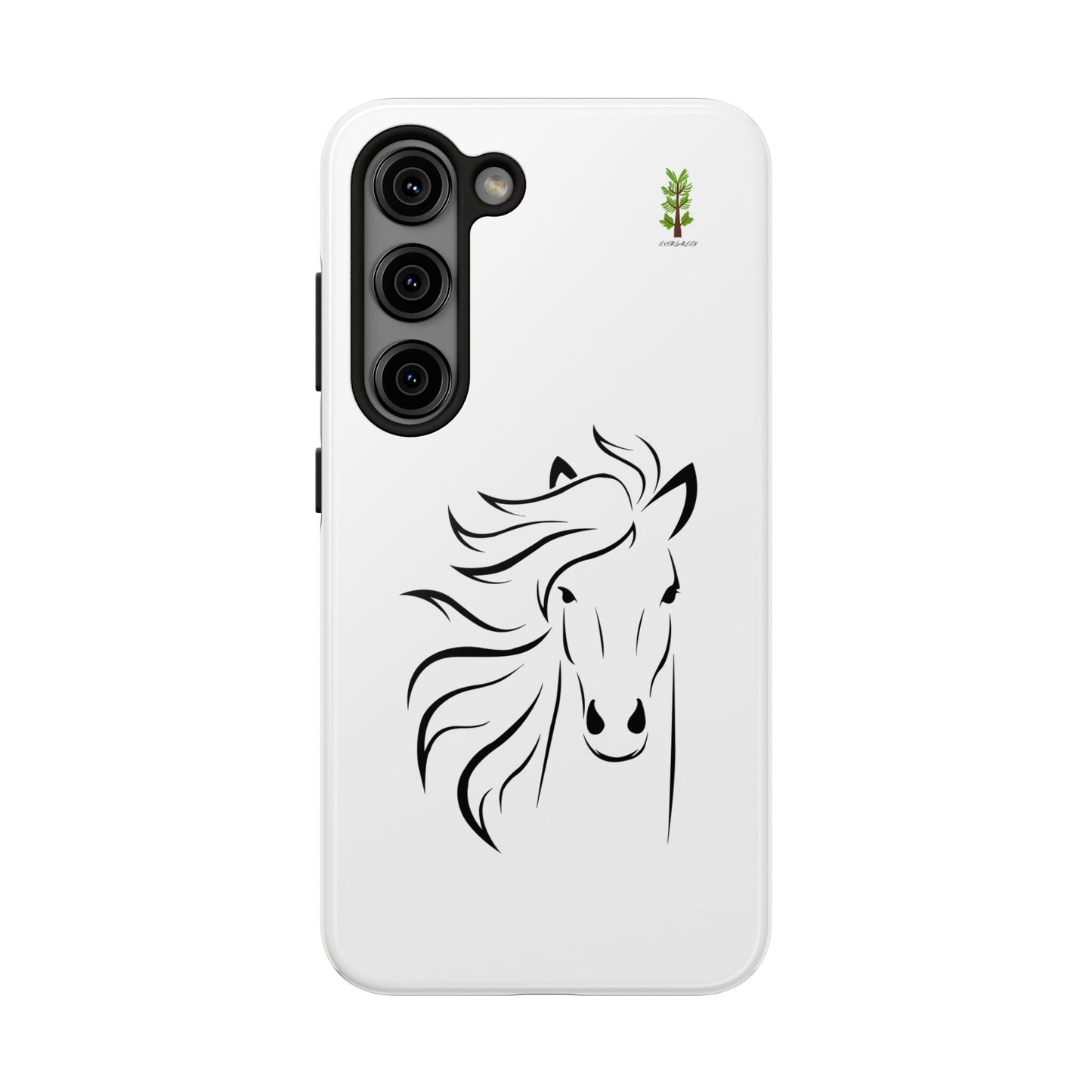 Evergreen Horse Line - Elegant Horse Design Tough Phone Case - Durable Protection for Equestrian Lovers