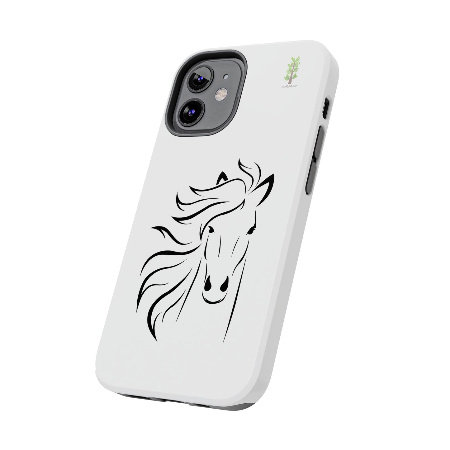 Evergreen Horse Line - Elegant Horse Design Tough Phone Case - Durable Protection for Equestrian Lovers