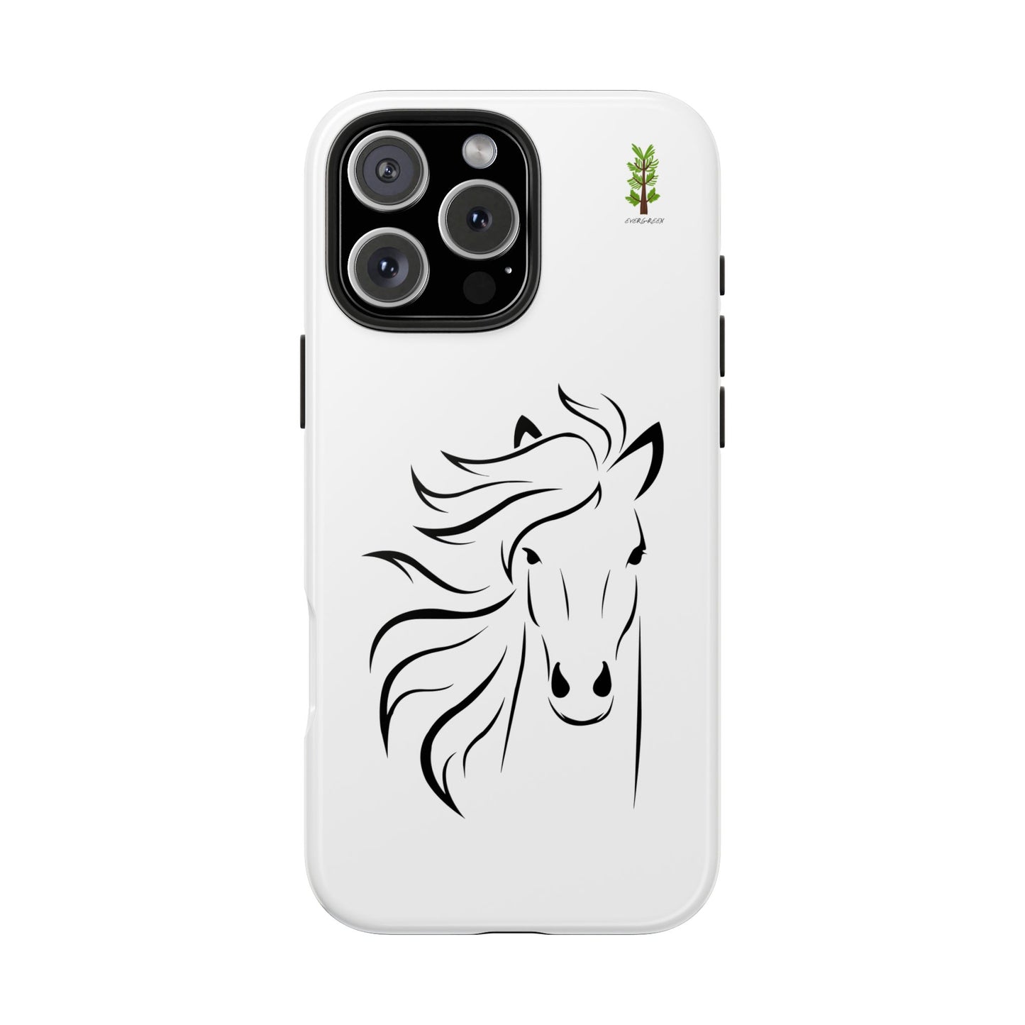 Evergreen Horse Line - Elegant Horse Design Tough Phone Case - Durable Protection for Equestrian Lovers