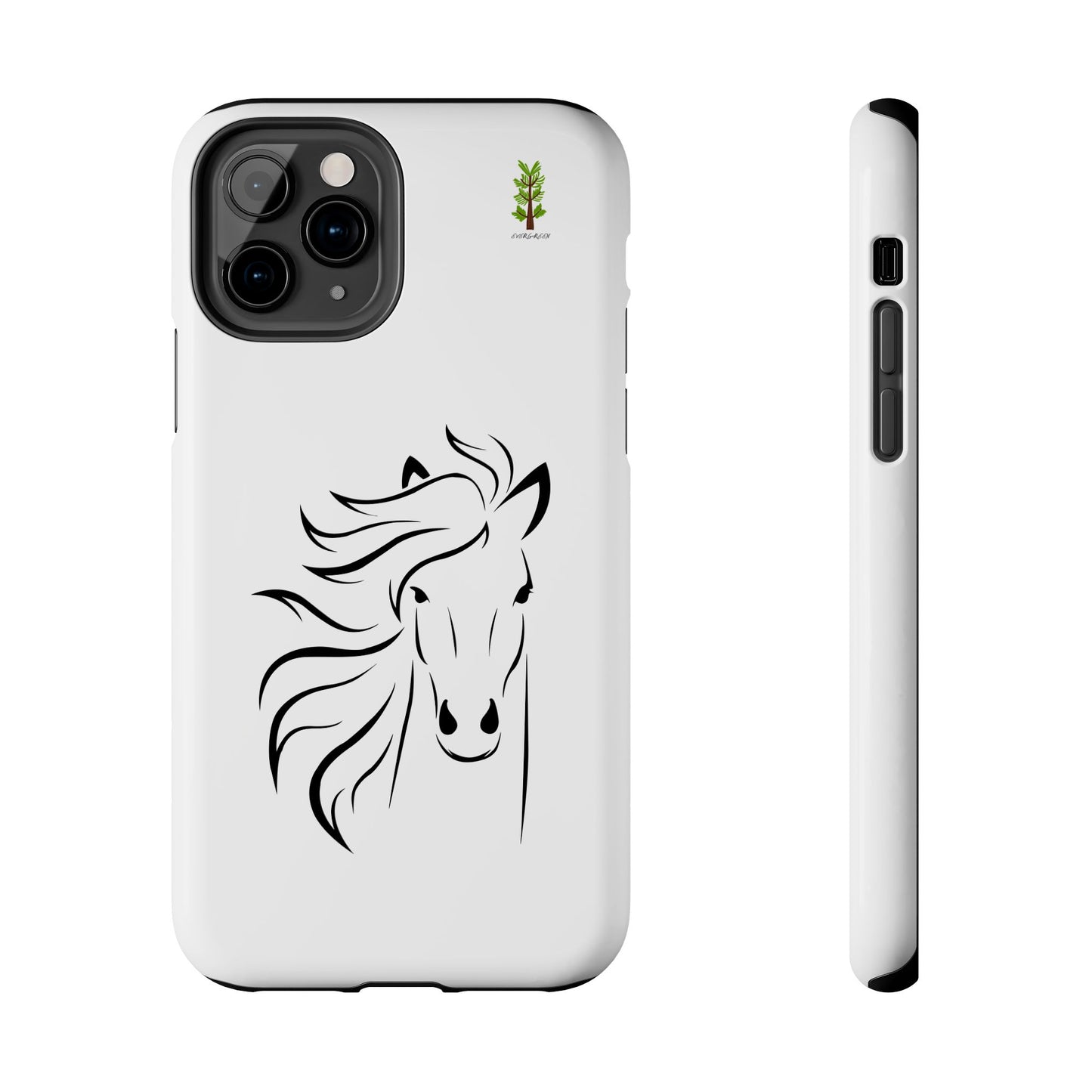 Evergreen Horse Line - Elegant Horse Design Tough Phone Case - Durable Protection for Equestrian Lovers