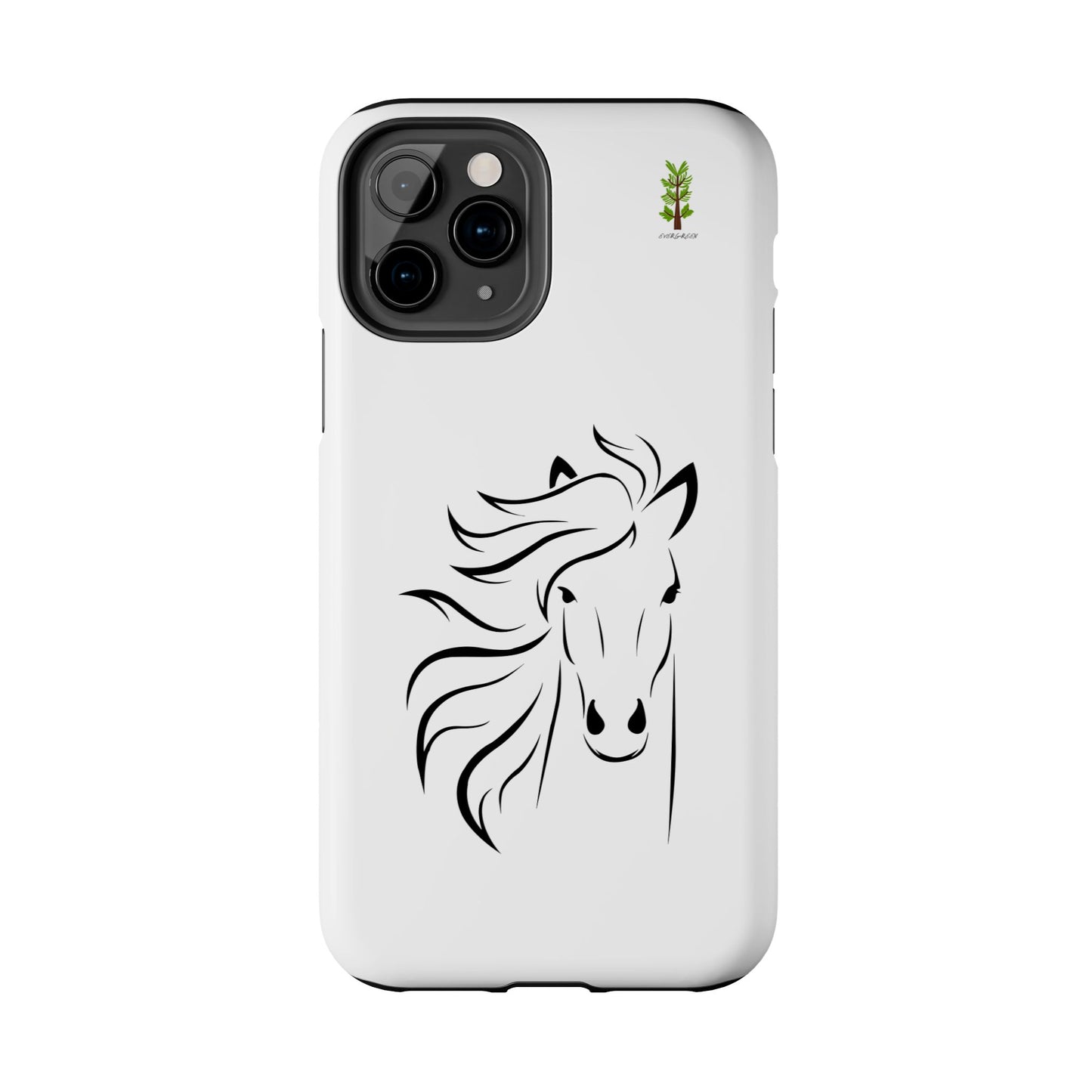 Evergreen Horse Line - Elegant Horse Design Tough Phone Case - Durable Protection for Equestrian Lovers