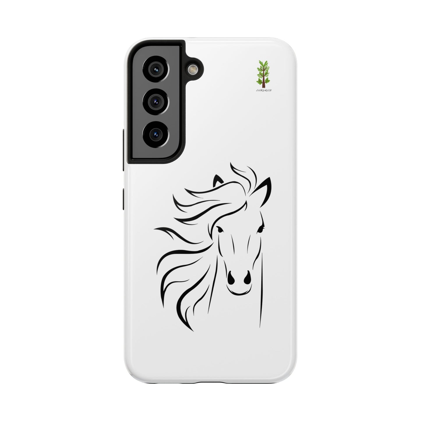 Evergreen Horse Line - Elegant Horse Design Tough Phone Case - Durable Protection for Equestrian Lovers