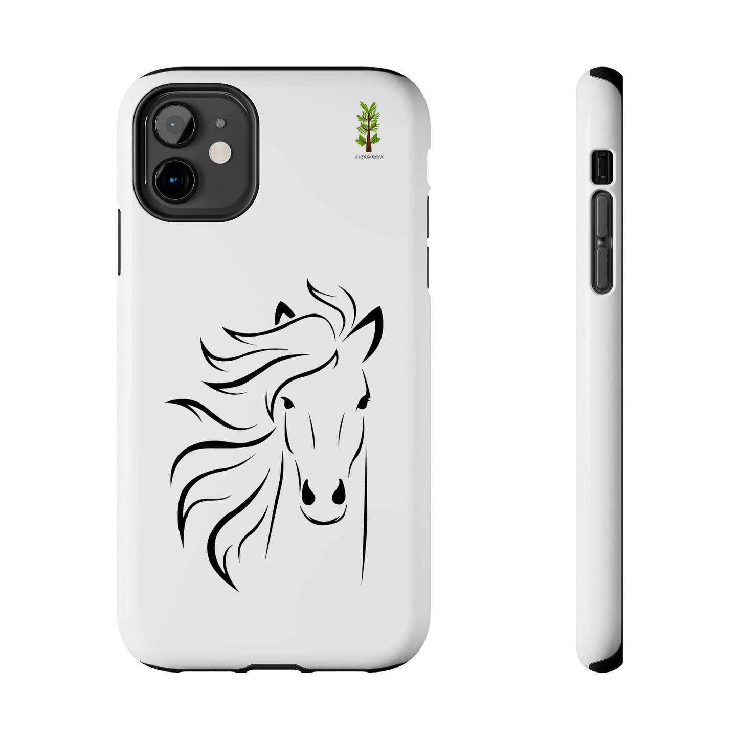 Evergreen Horse Line - Elegant Horse Design Tough Phone Case - Durable Protection for Equestrian Lovers