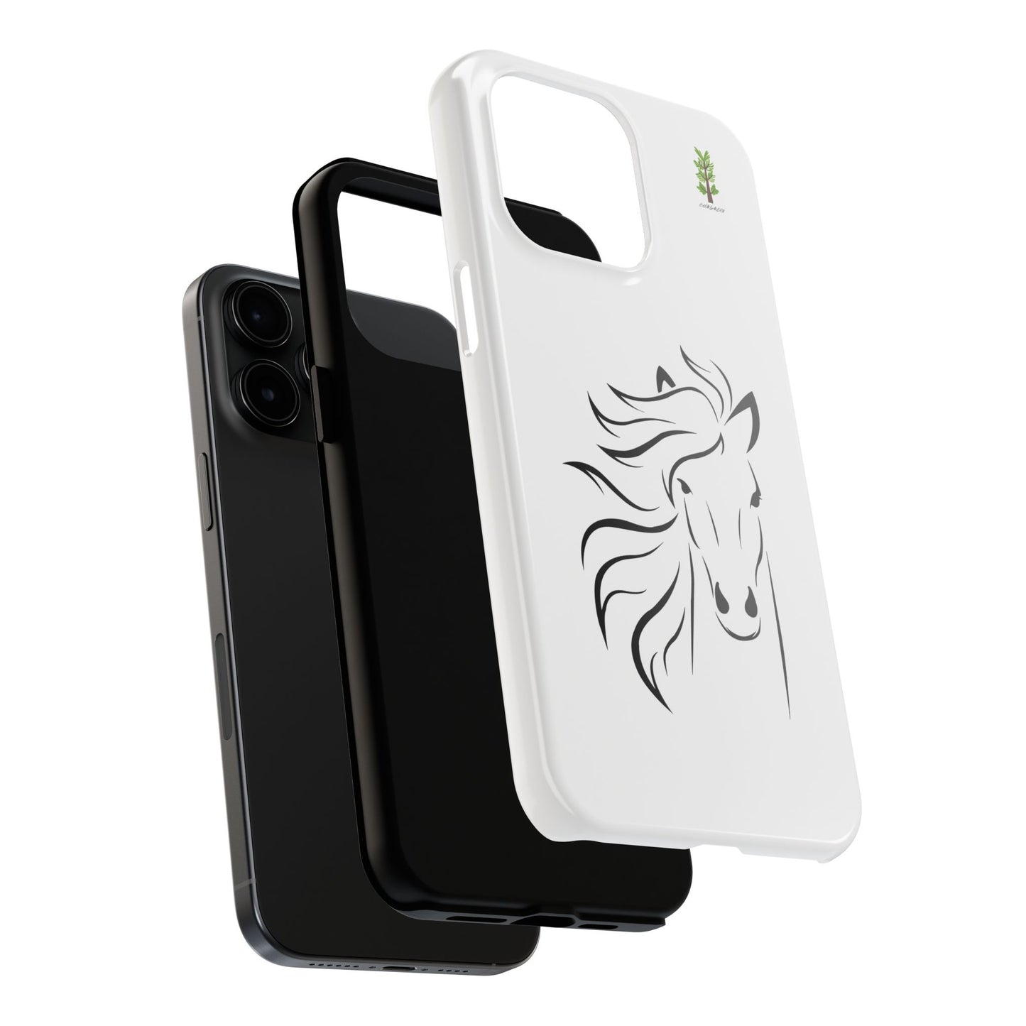 Evergreen Horse Line - Elegant Horse Design Tough Phone Case - Durable Protection for Equestrian Lovers