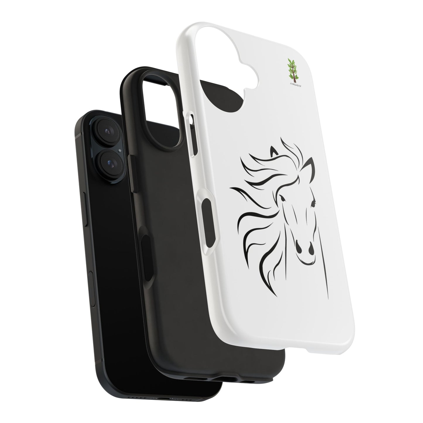 Evergreen Horse Line - Elegant Horse Design Tough Phone Case - Durable Protection for Equestrian Lovers