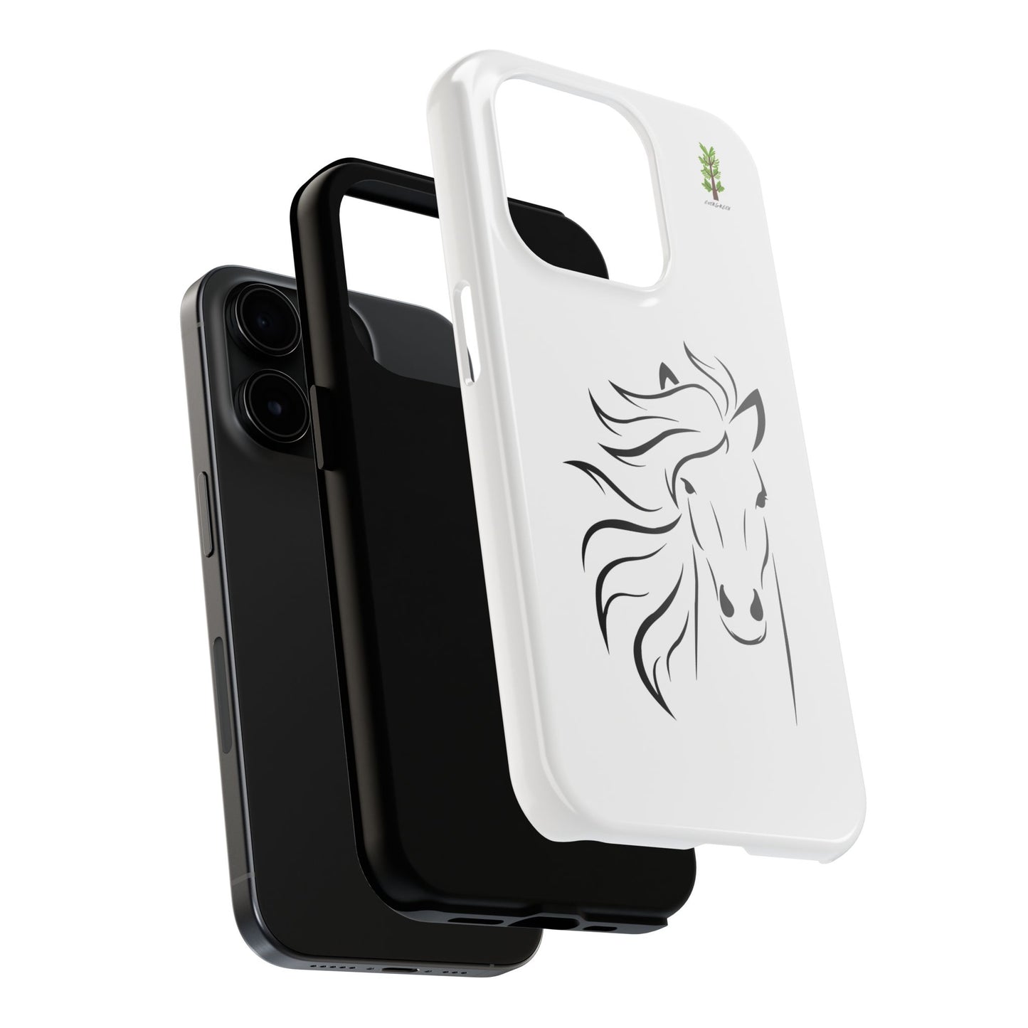 Evergreen Horse Line - Elegant Horse Design Tough Phone Case - Durable Protection for Equestrian Lovers