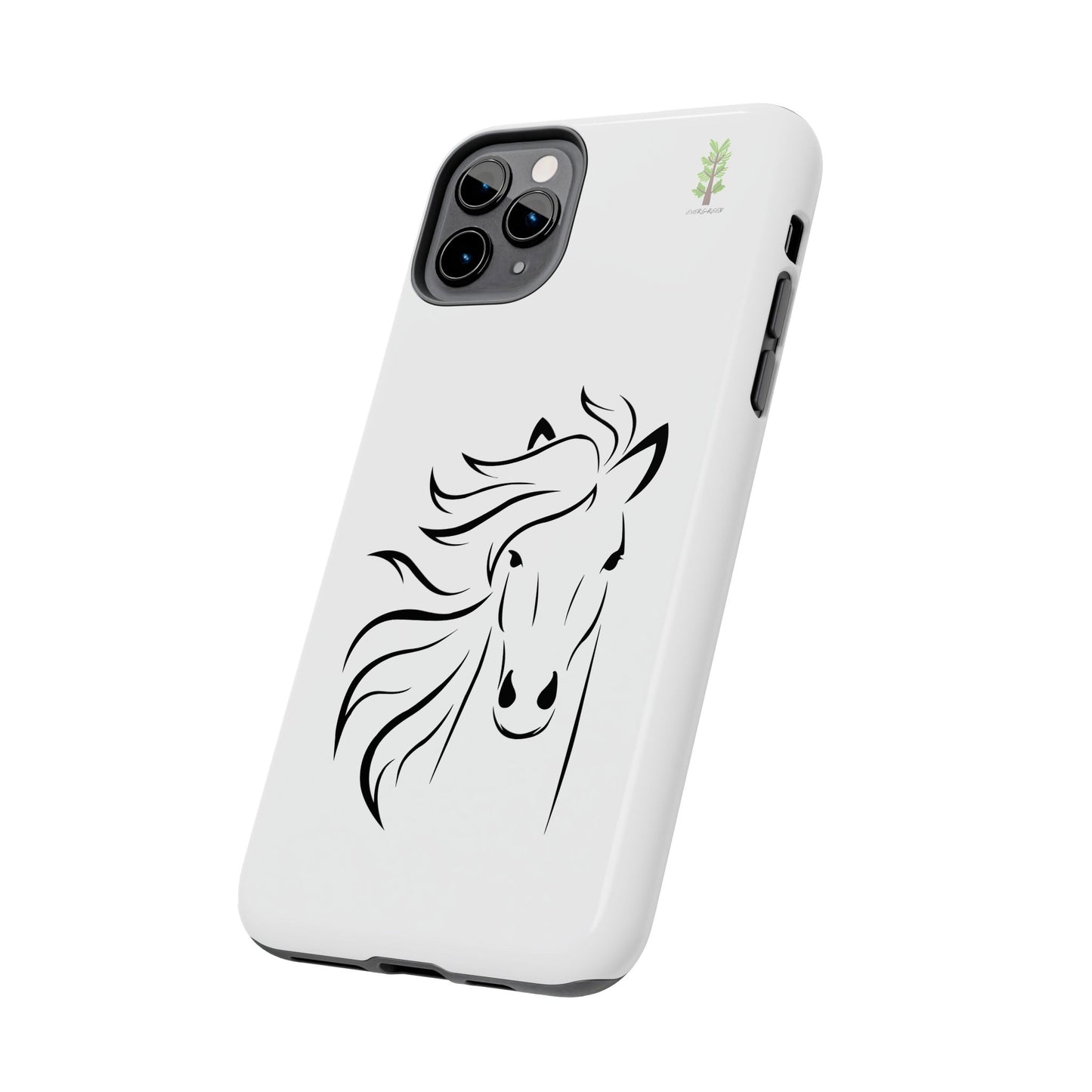 Evergreen Horse Line - Elegant Horse Design Tough Phone Case - Durable Protection for Equestrian Lovers