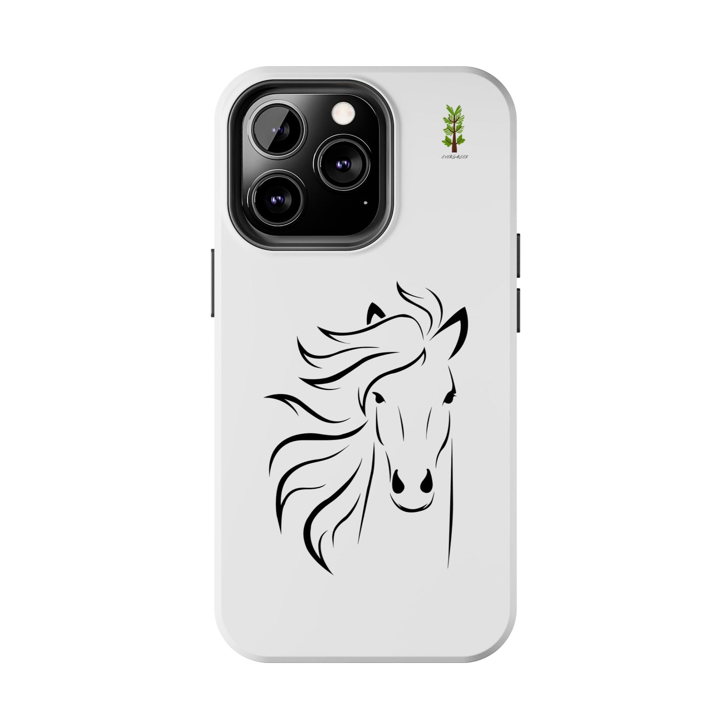 Evergreen Horse Line - Elegant Horse Design Tough Phone Case - Durable Protection for Equestrian Lovers