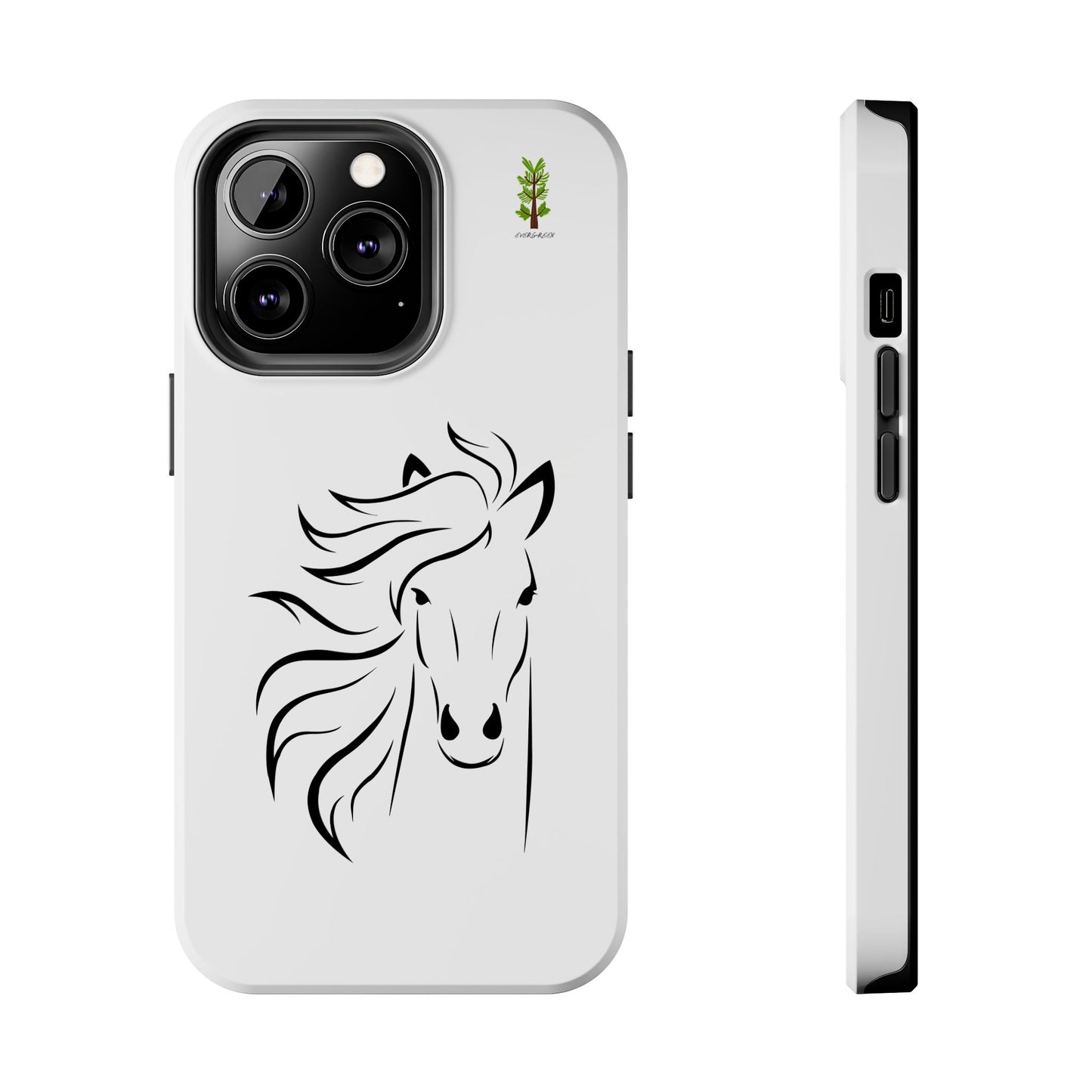 Evergreen Horse Line - Elegant Horse Design Tough Phone Case - Durable Protection for Equestrian Lovers