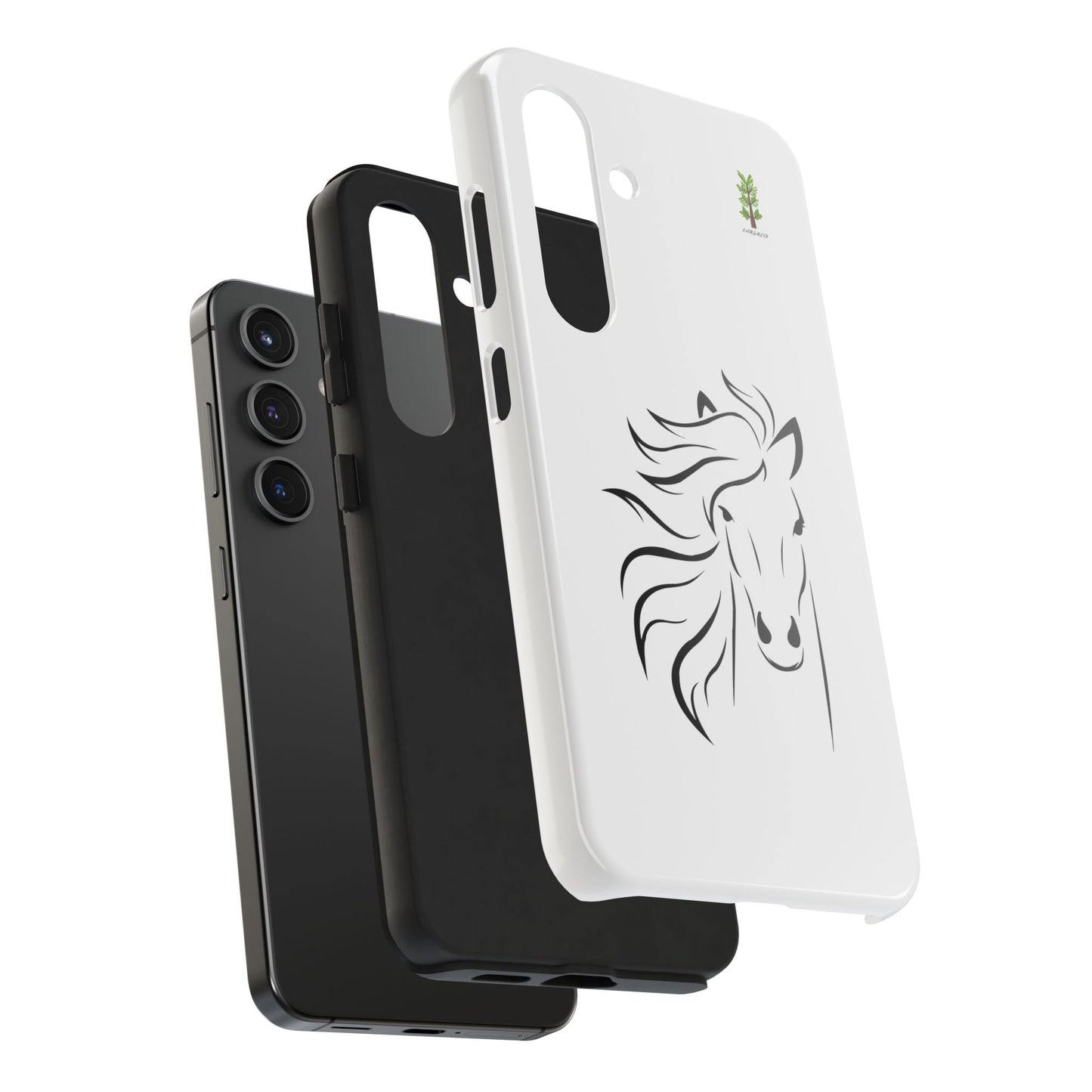 Evergreen Horse Line - Elegant Horse Design Tough Phone Case - Durable Protection for Equestrian Lovers