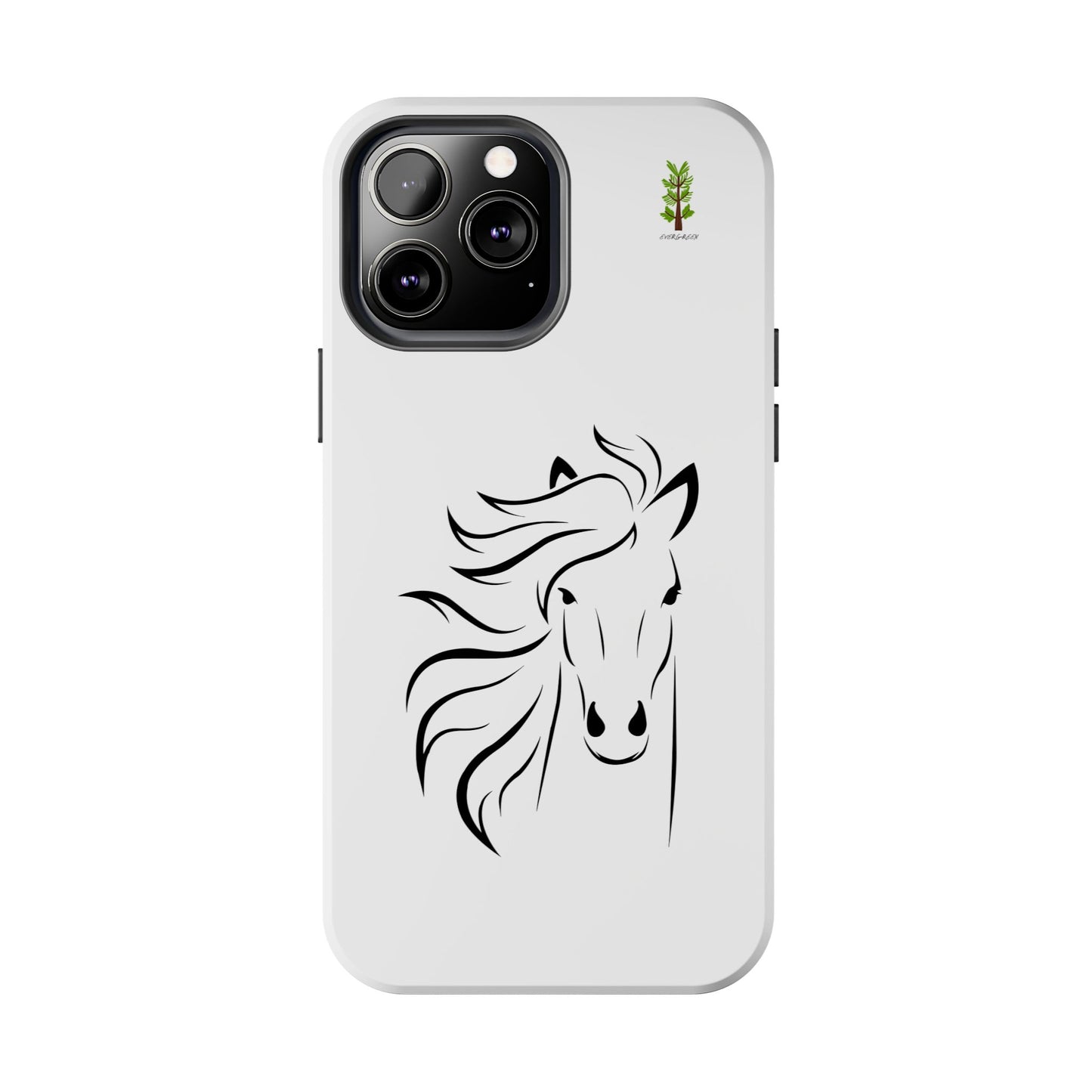 Evergreen Horse Line - Elegant Horse Design Tough Phone Case - Durable Protection for Equestrian Lovers