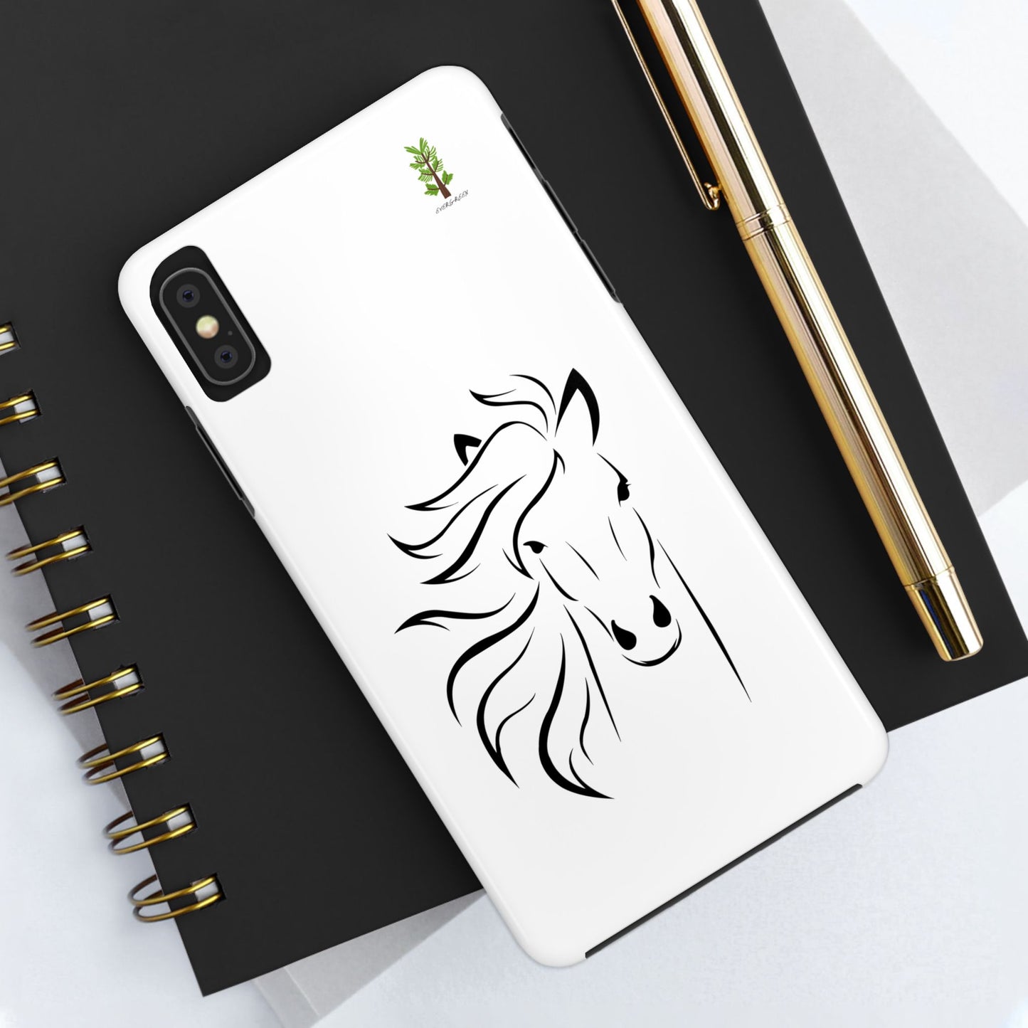 Evergreen Horse Line - Elegant Horse Design Tough Phone Case - Durable Protection for Equestrian Lovers