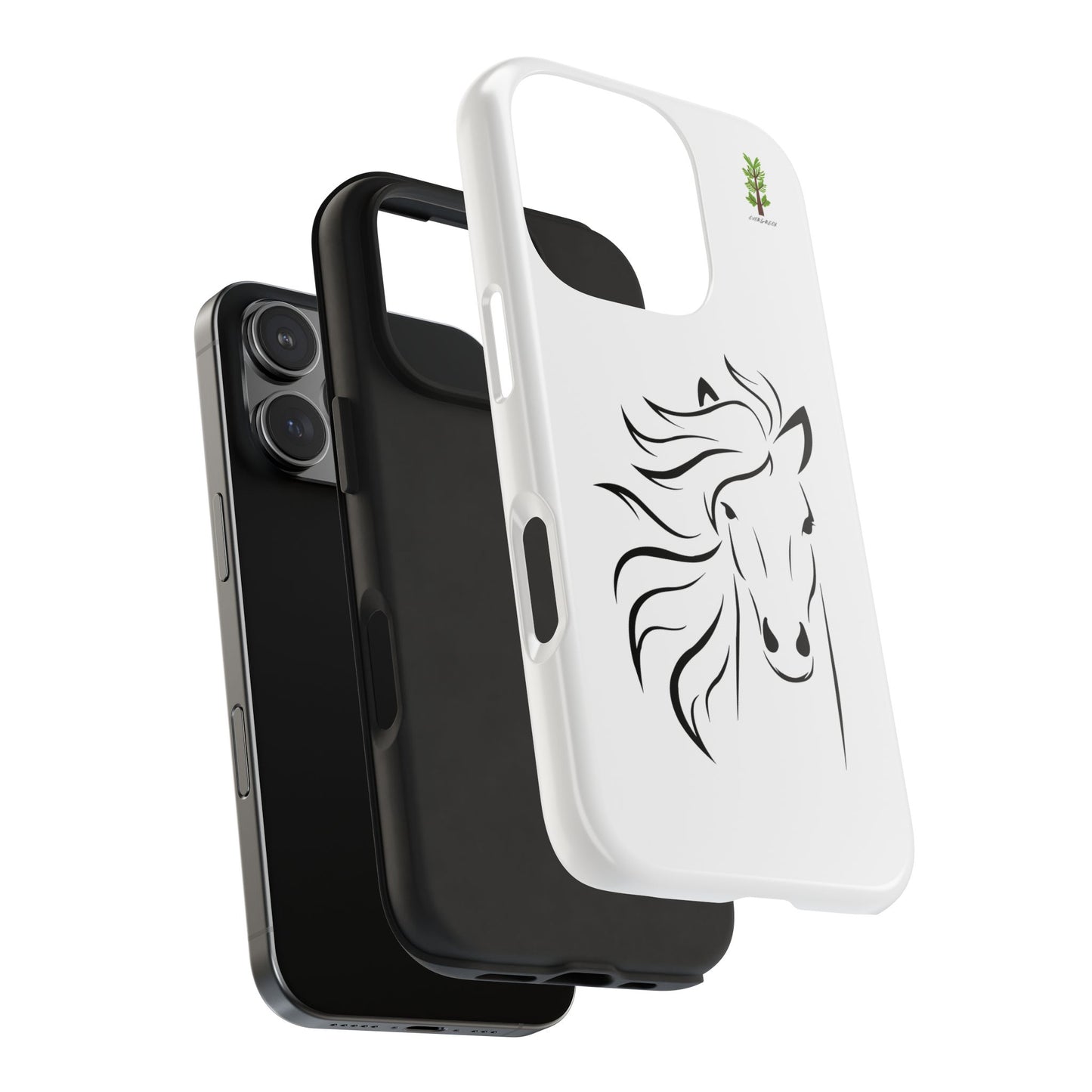 Evergreen Horse Line - Elegant Horse Design Tough Phone Case - Durable Protection for Equestrian Lovers