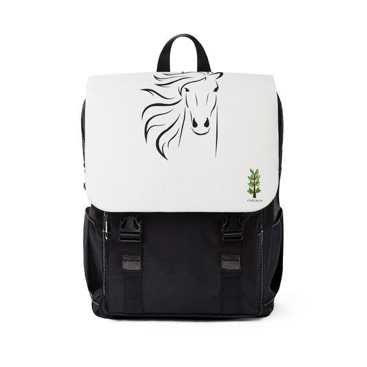 Evergreen Horse Line - Stylish Horse Design Unisex Casual Shoulder Backpack