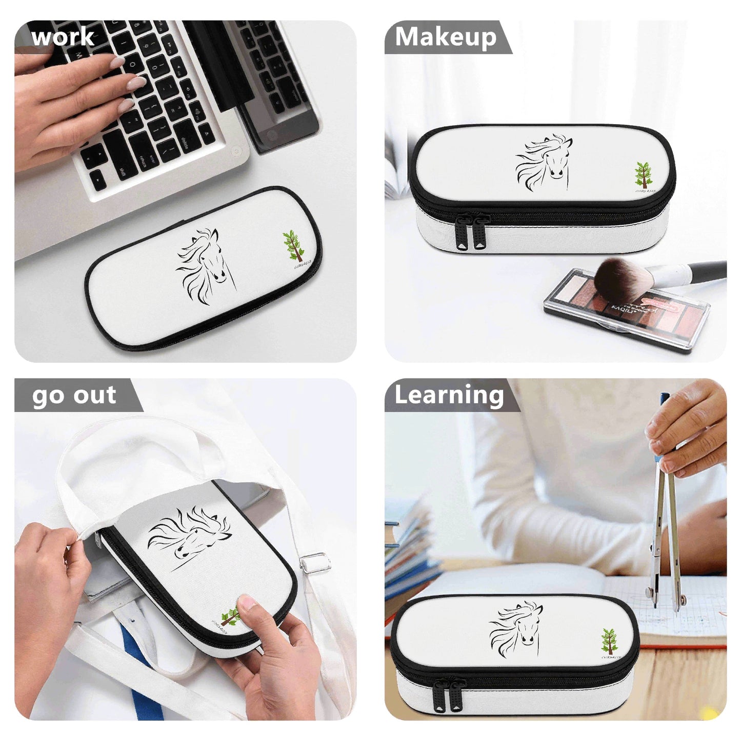 Evergreen Horse Line - 3-Layer Pencil Case