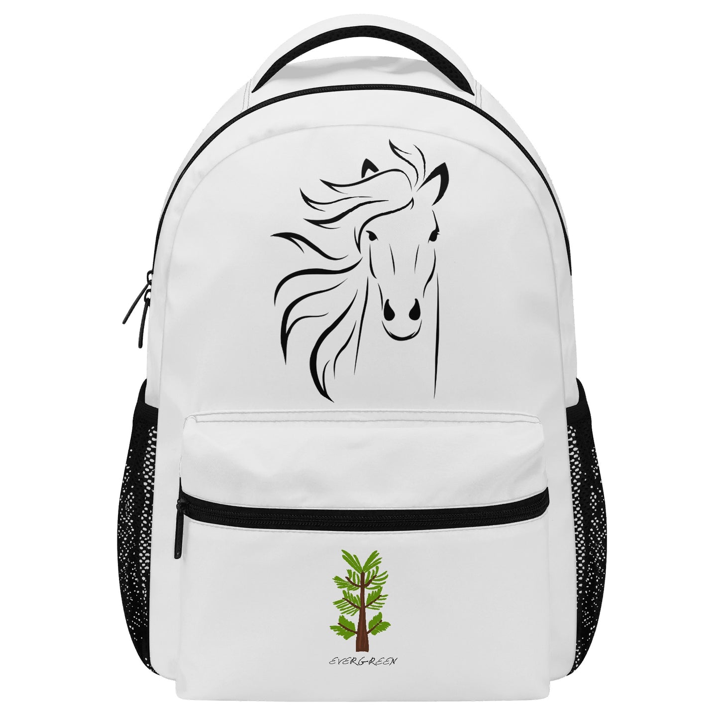 Evergreen Horse Line - New 15 Inch Casual Style School Backpack