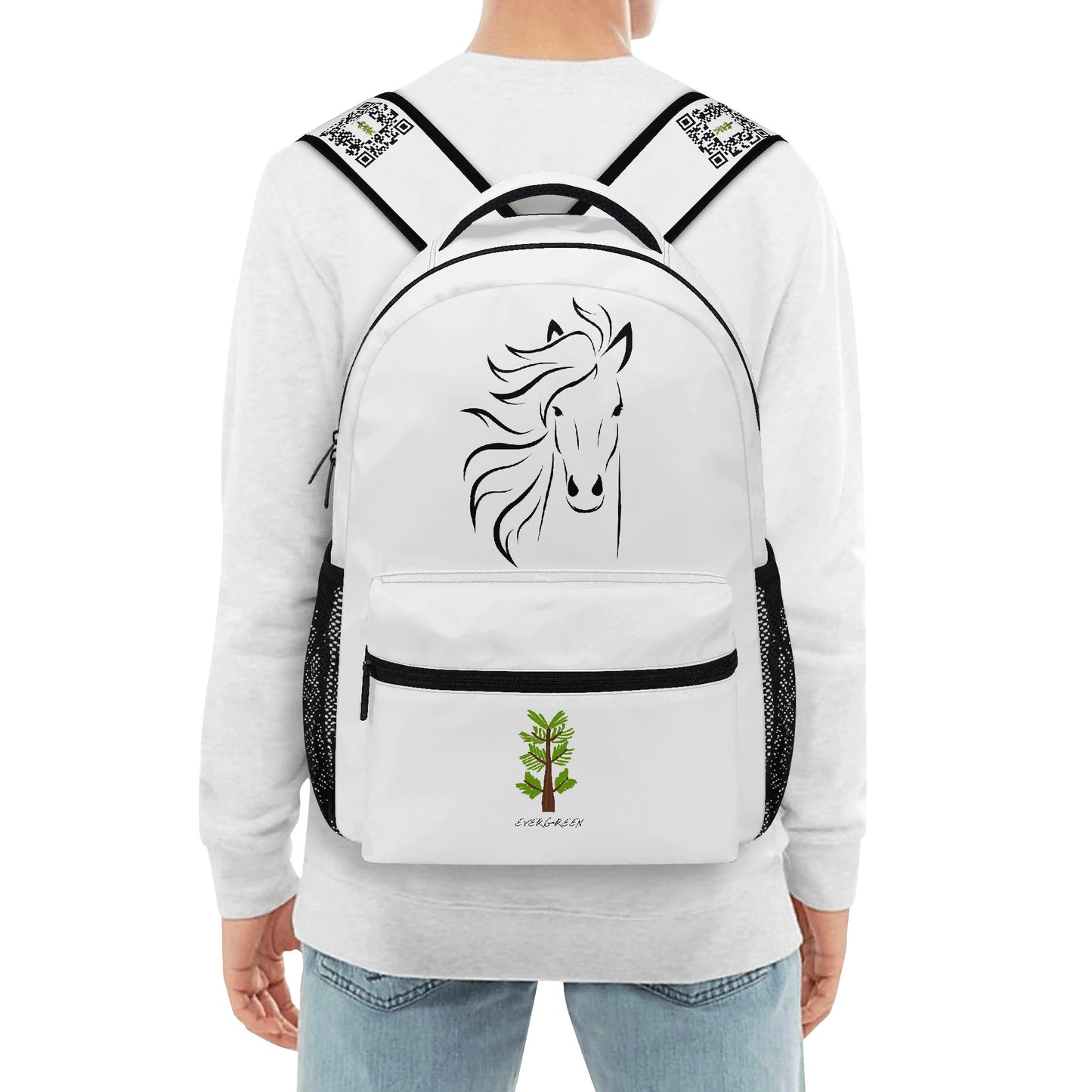 Evergreen Horse Line - New 15 Inch Casual Style School Backpack