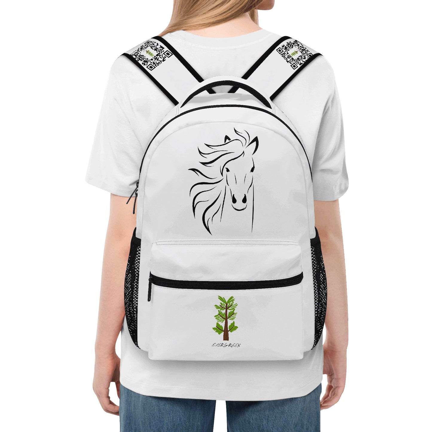 Evergreen Horse Line - New 15 Inch Casual Style School Backpack
