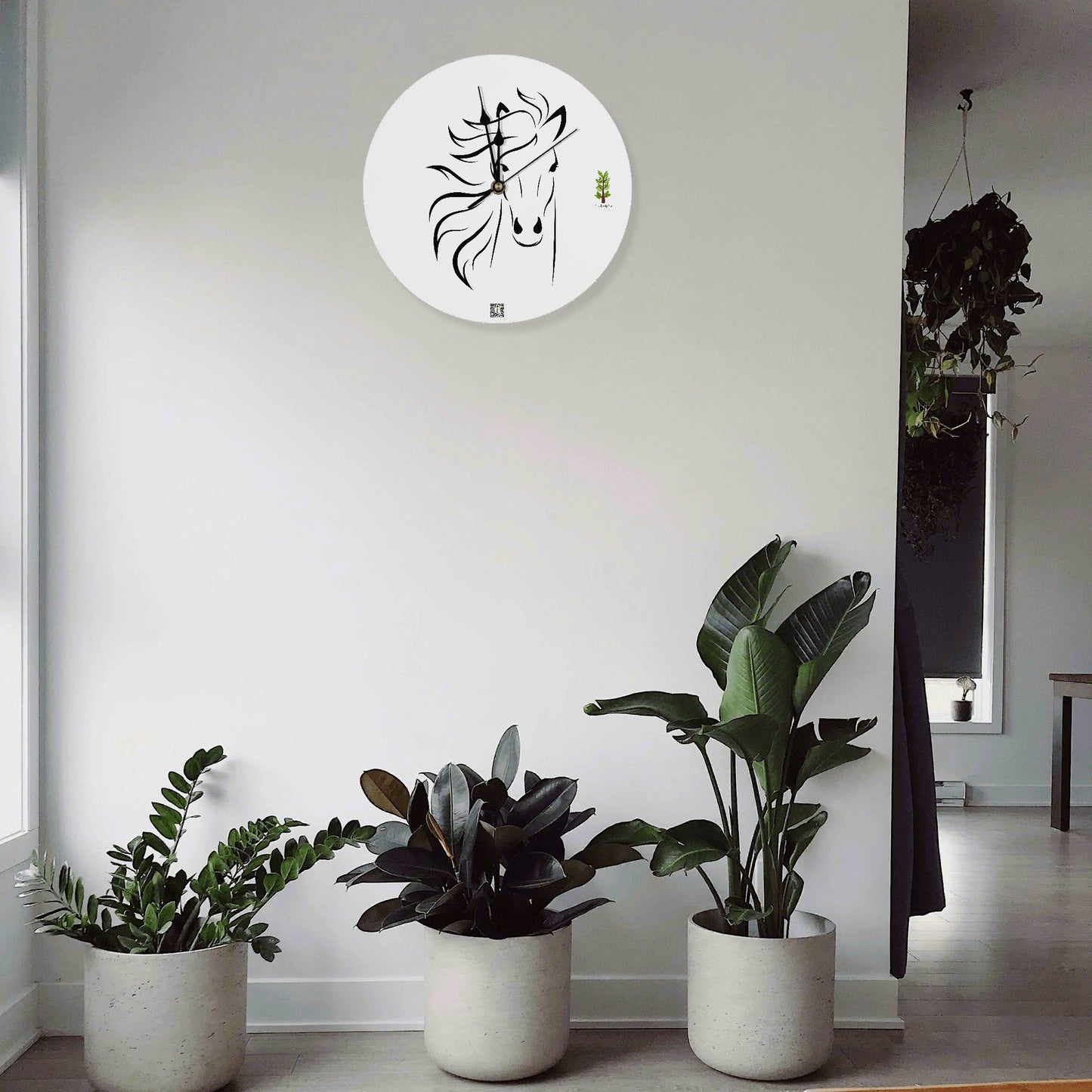 Evergreen Horse Line - CUSTOM Wood Wall Clock Decorative Round Shape - No scale