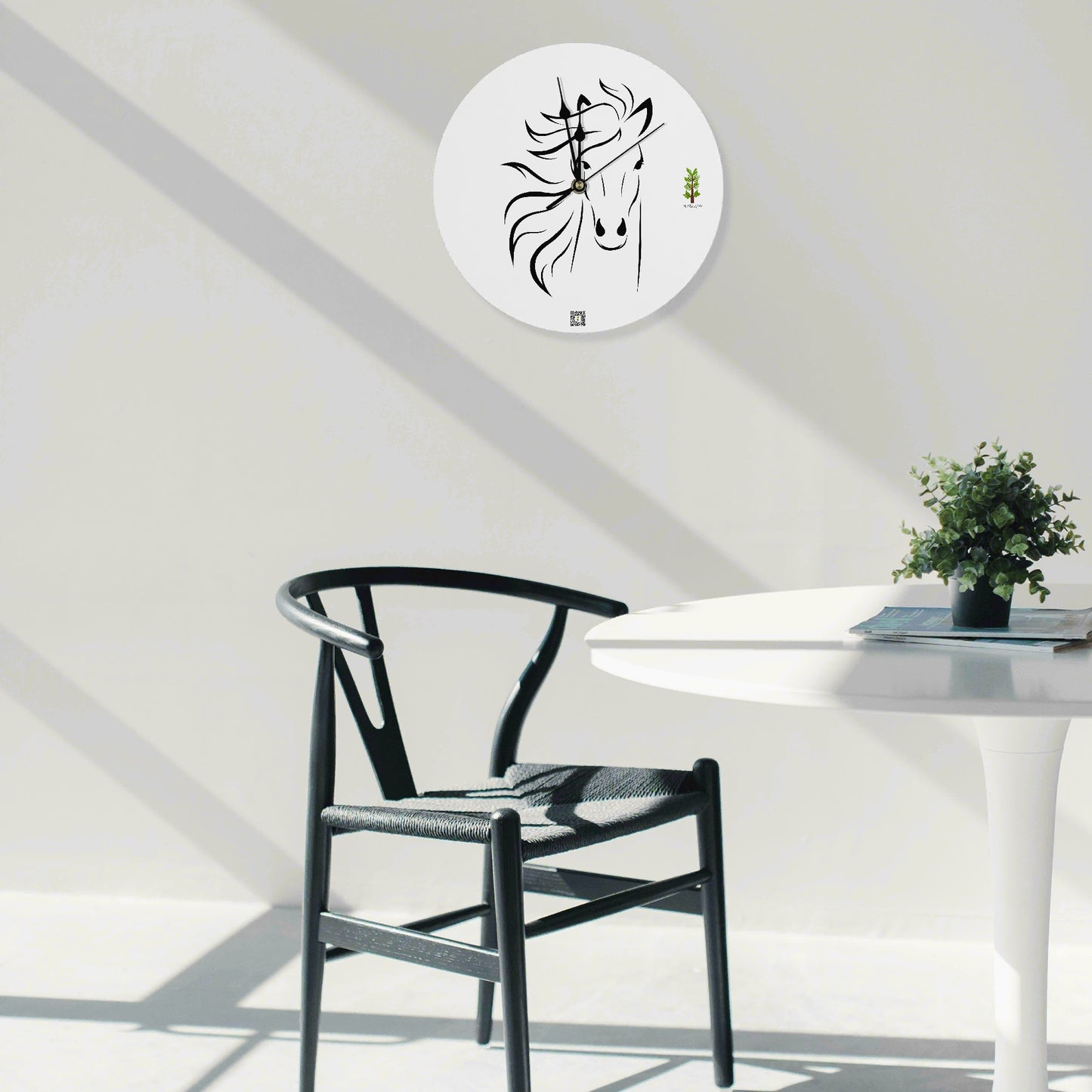 Evergreen Horse Line - CUSTOM Wood Wall Clock Decorative Round Shape - No scale