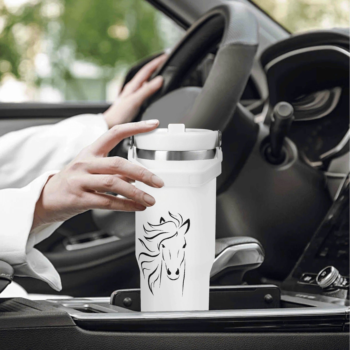 Evergreen Horse Line - 30oz Stainless Steel Tumblers Coffe Cup Suitable for Vehicle Cup Holders