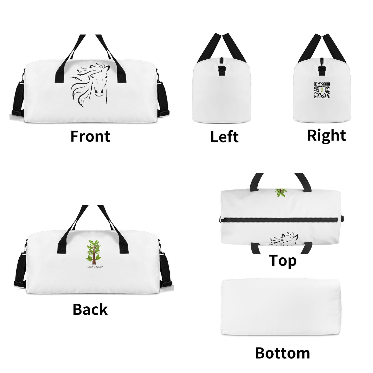 Evergreen Horse Line - Minimalist Travel Duffel Bags Sport Gym Tote Bag