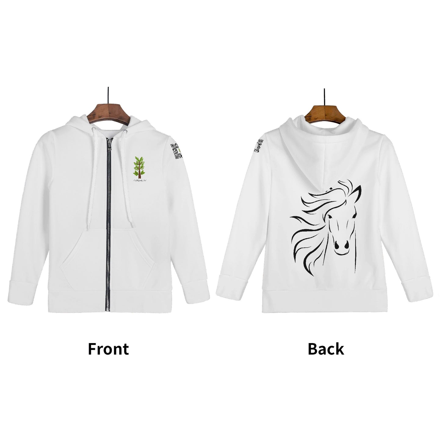 Evergreen Horse Line - Children All Over Print Classic Zip Up Hoodie Warm Jacket