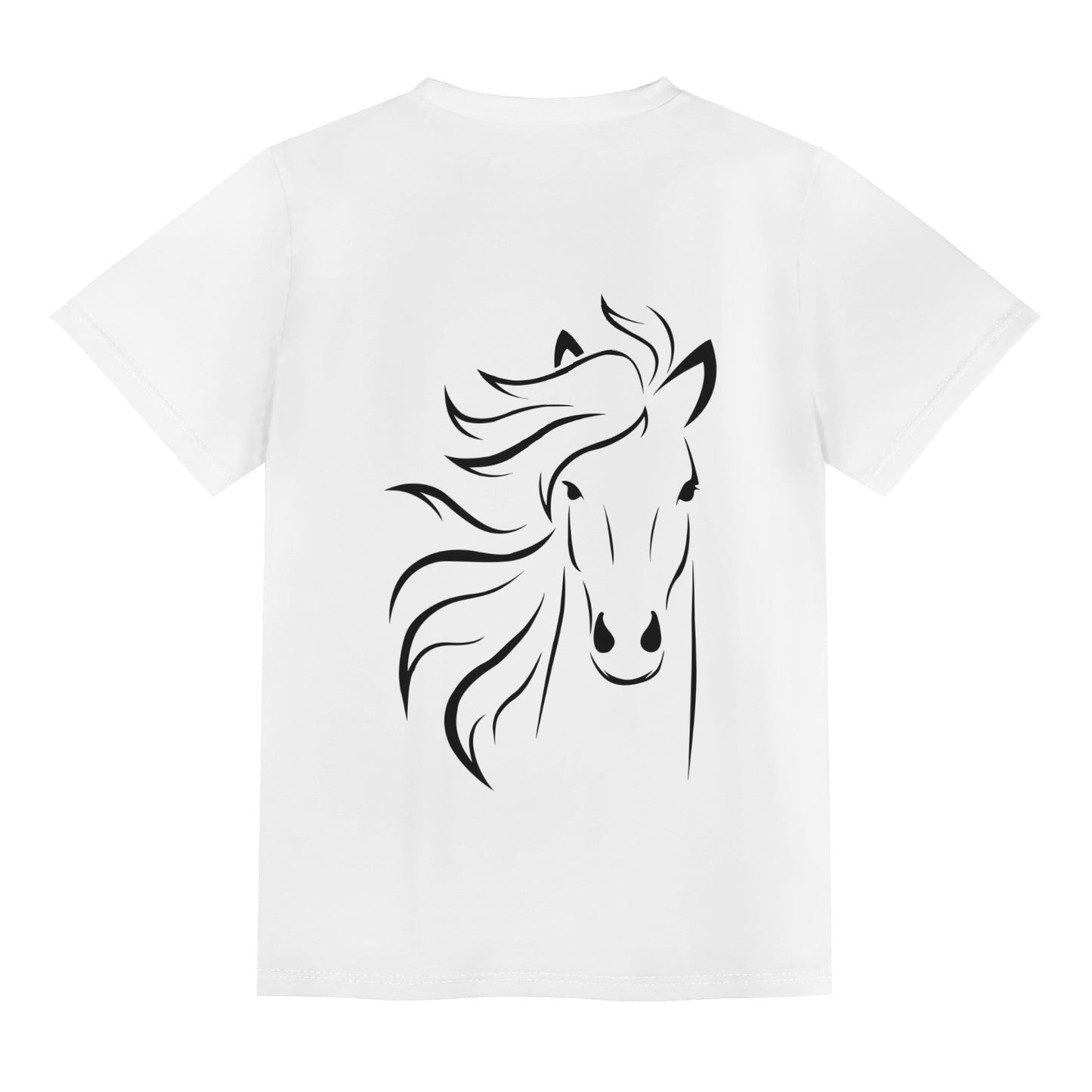 Evergreen Horse Line - Childrens Loose Fit Short Sleeve T-Shirt Pull on Tees