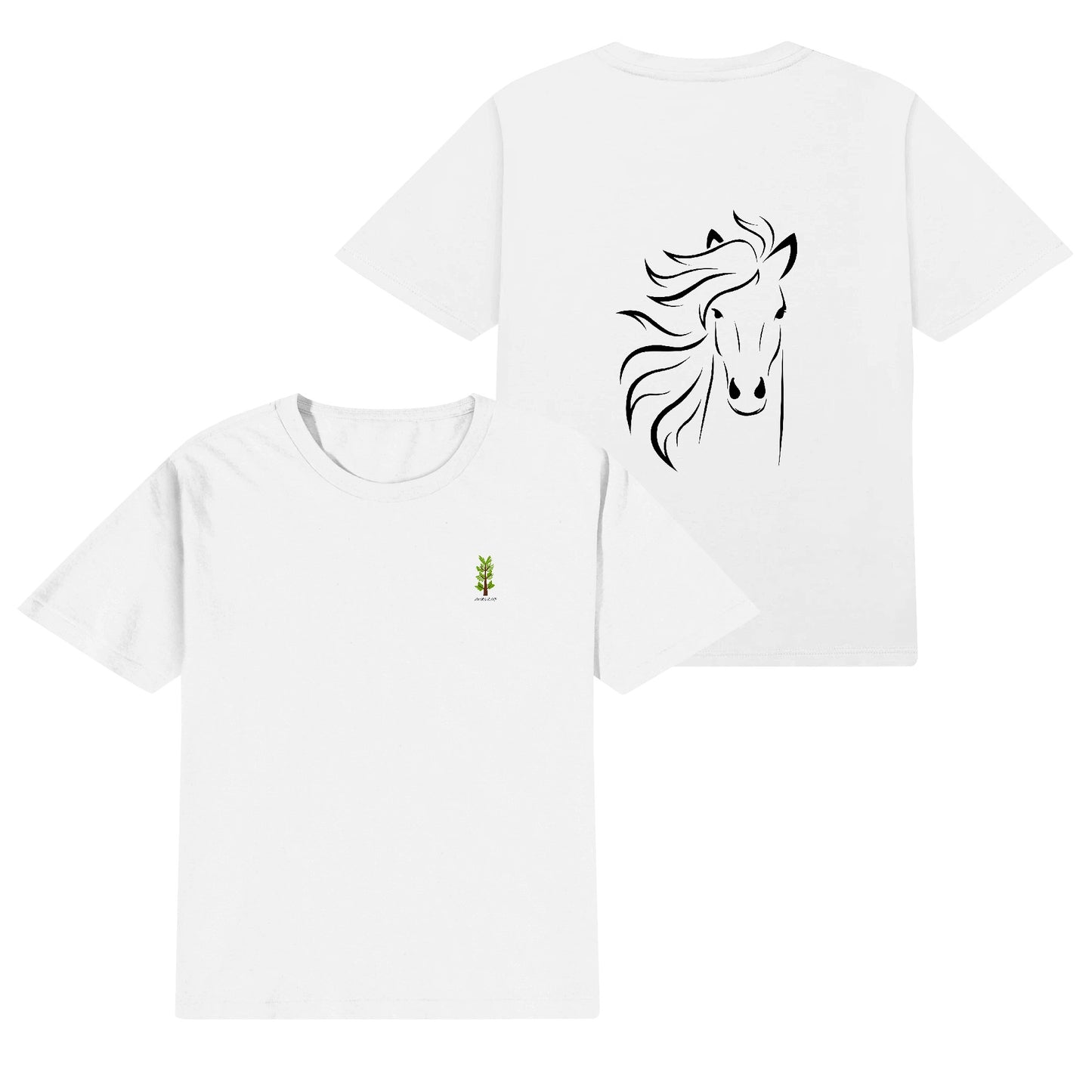Evergreen Horse Line - Kids Cotton Front & Back Printing T-Shirt