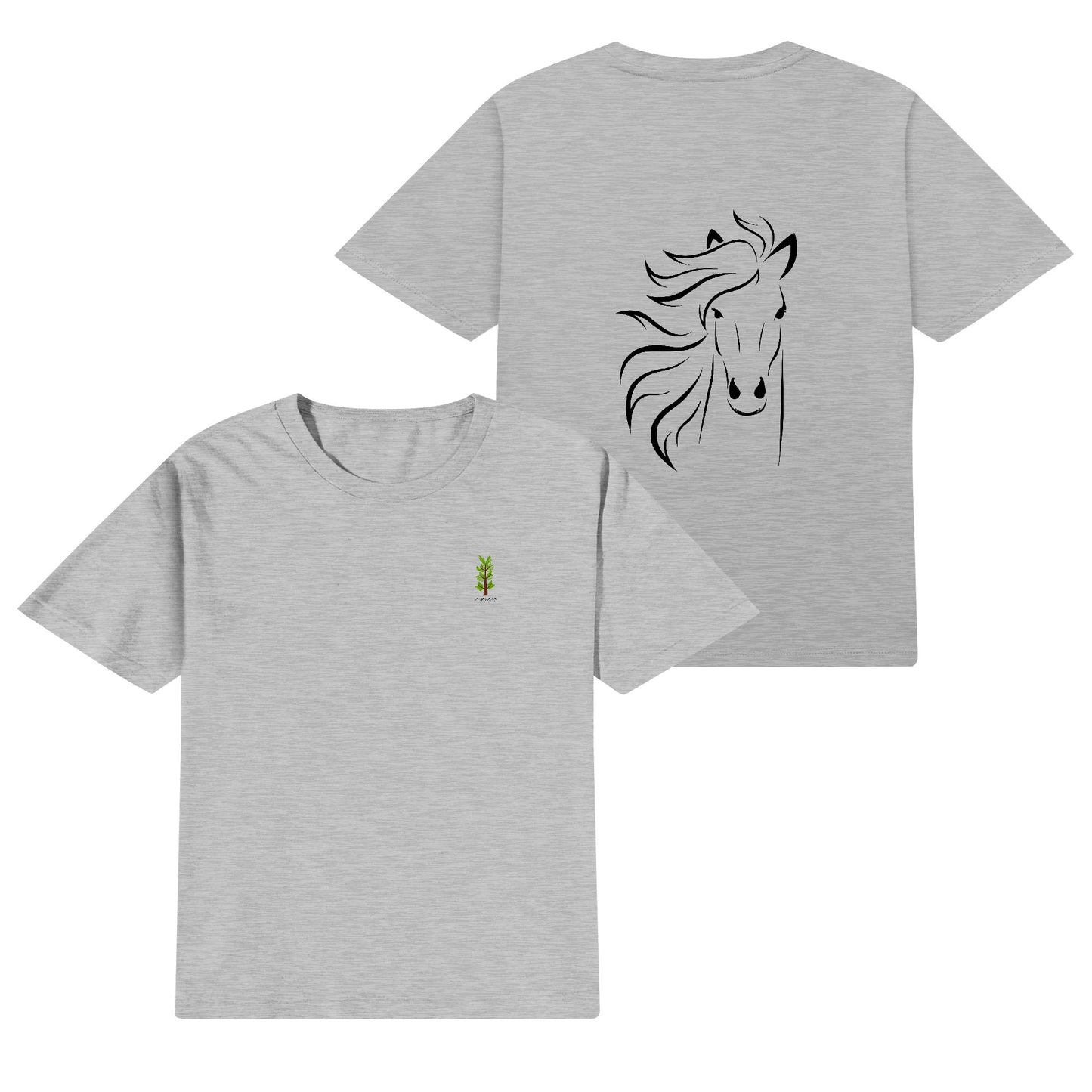 Evergreen Horse Line - Kids Cotton Front & Back Printing T-Shirt