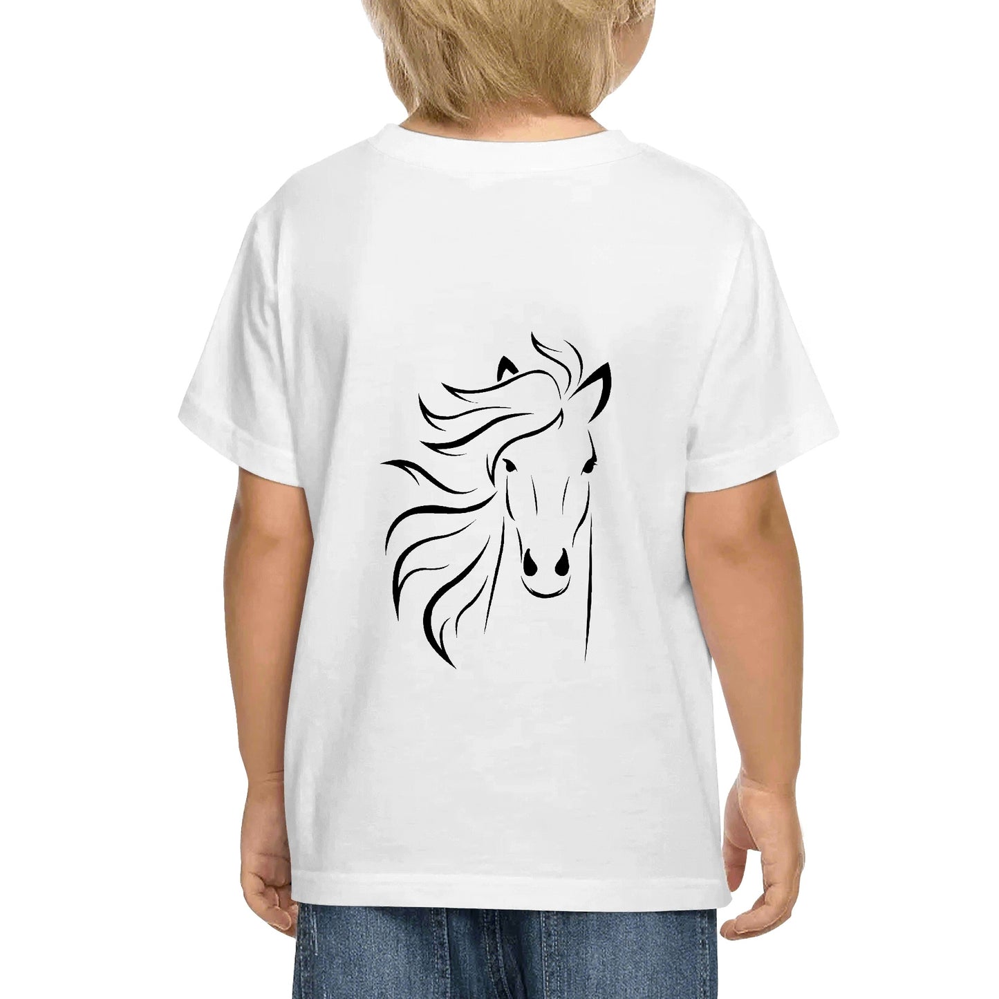 Evergreen Horse Line - Kids Cotton Front & Back Printing T-Shirt