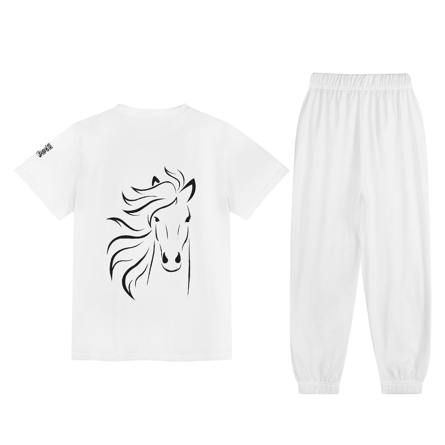 Evergreen Horse Line - Childrens Sleepwear Short Sleeve Shirt and Long Pants Set
