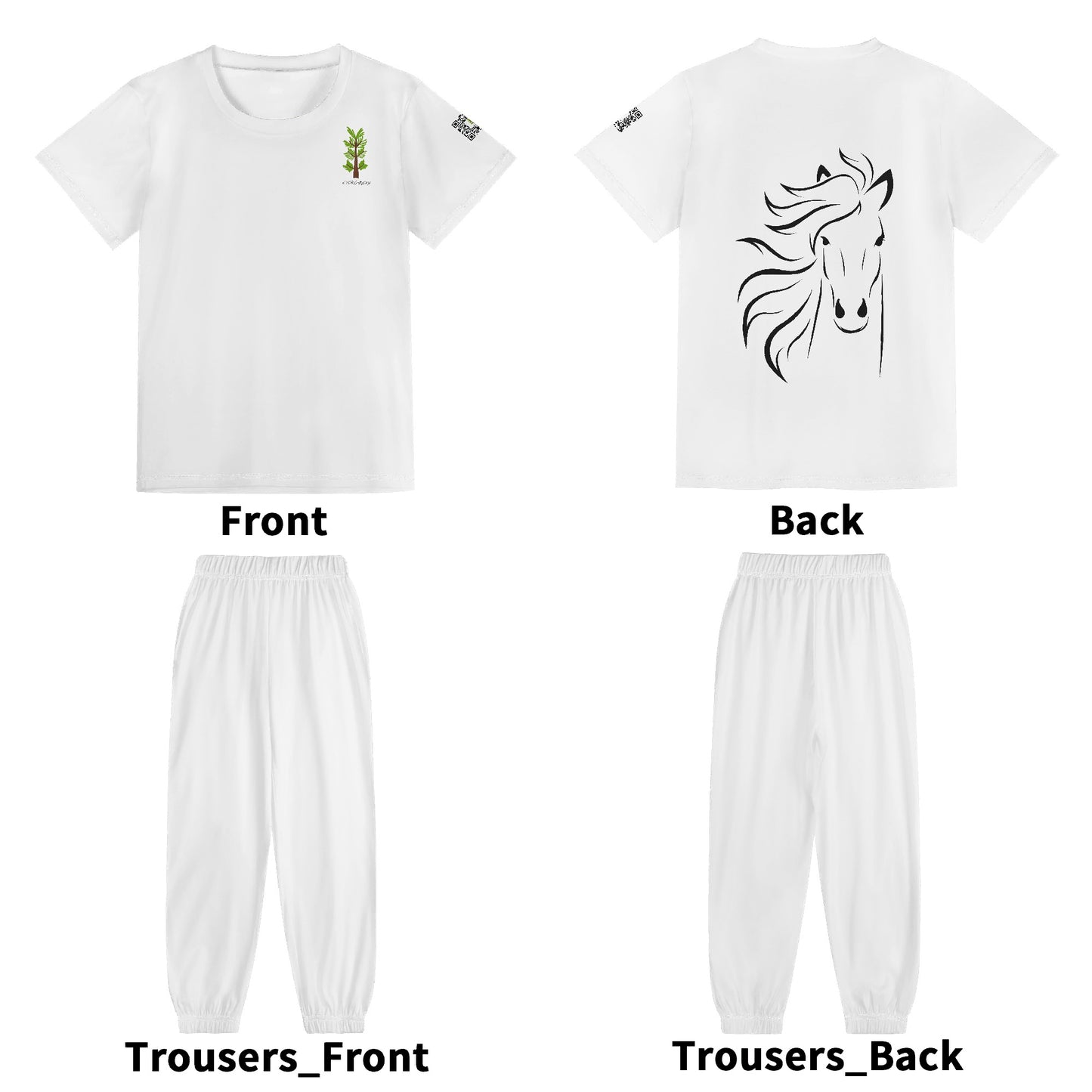 Evergreen Horse Line - Childrens Sleepwear Short Sleeve Shirt and Long Pants Set