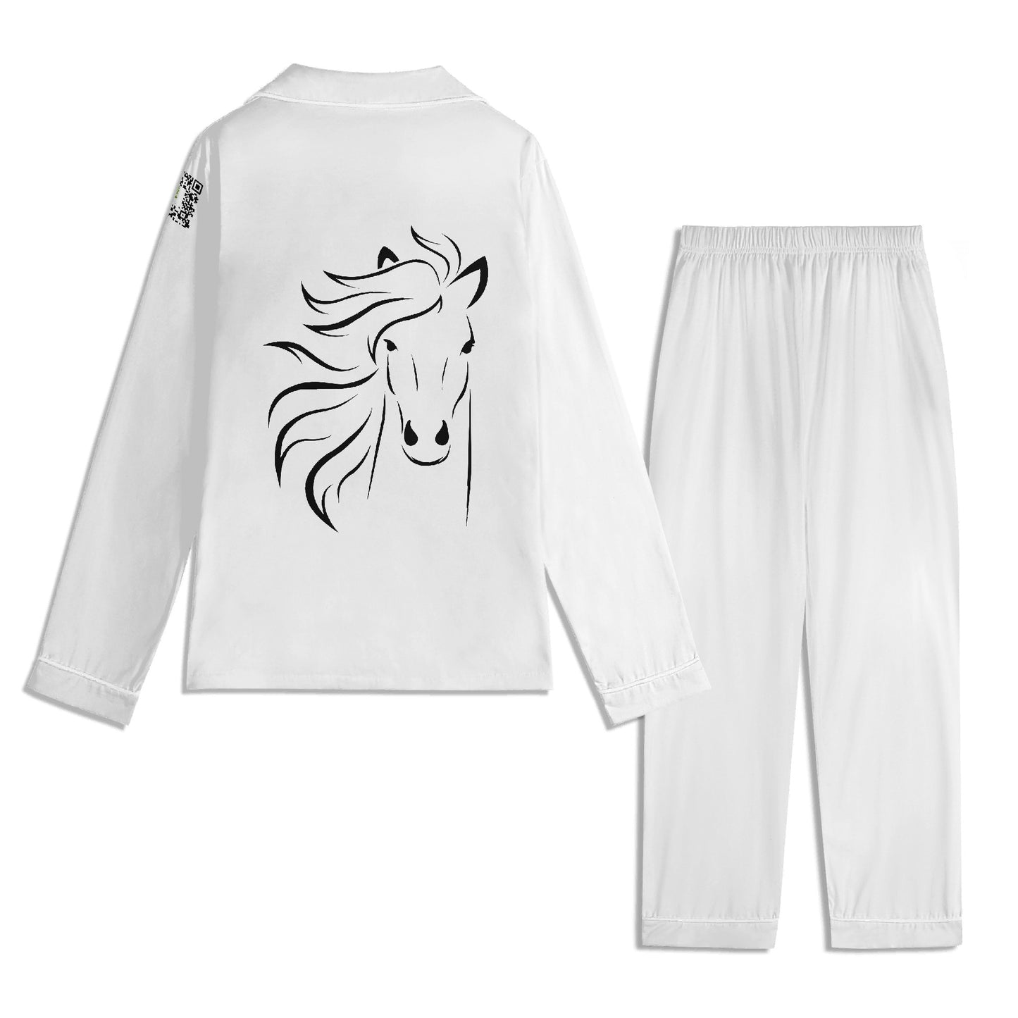 Evergreen Horse Line - Childrens Long Sleeve Nightwear Pajama Set with Pockets