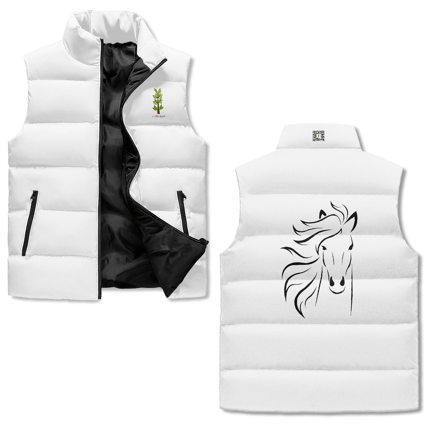 Evergreen Horse Line - Unisex Lightweight All Over Printing Stand Collar Zip Up Puffer Vest