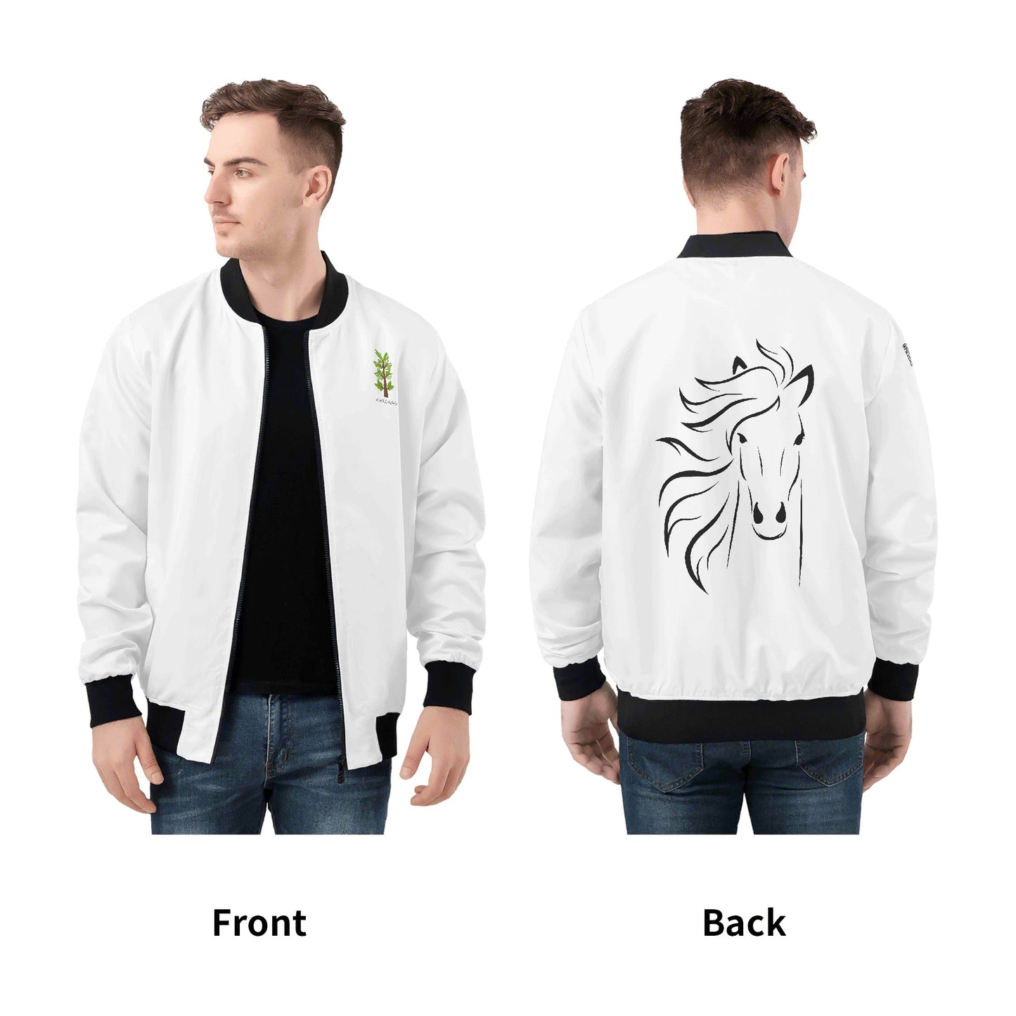 Evergreen Horse Line - Mens All Over Print Zip Up Bomber Jacket