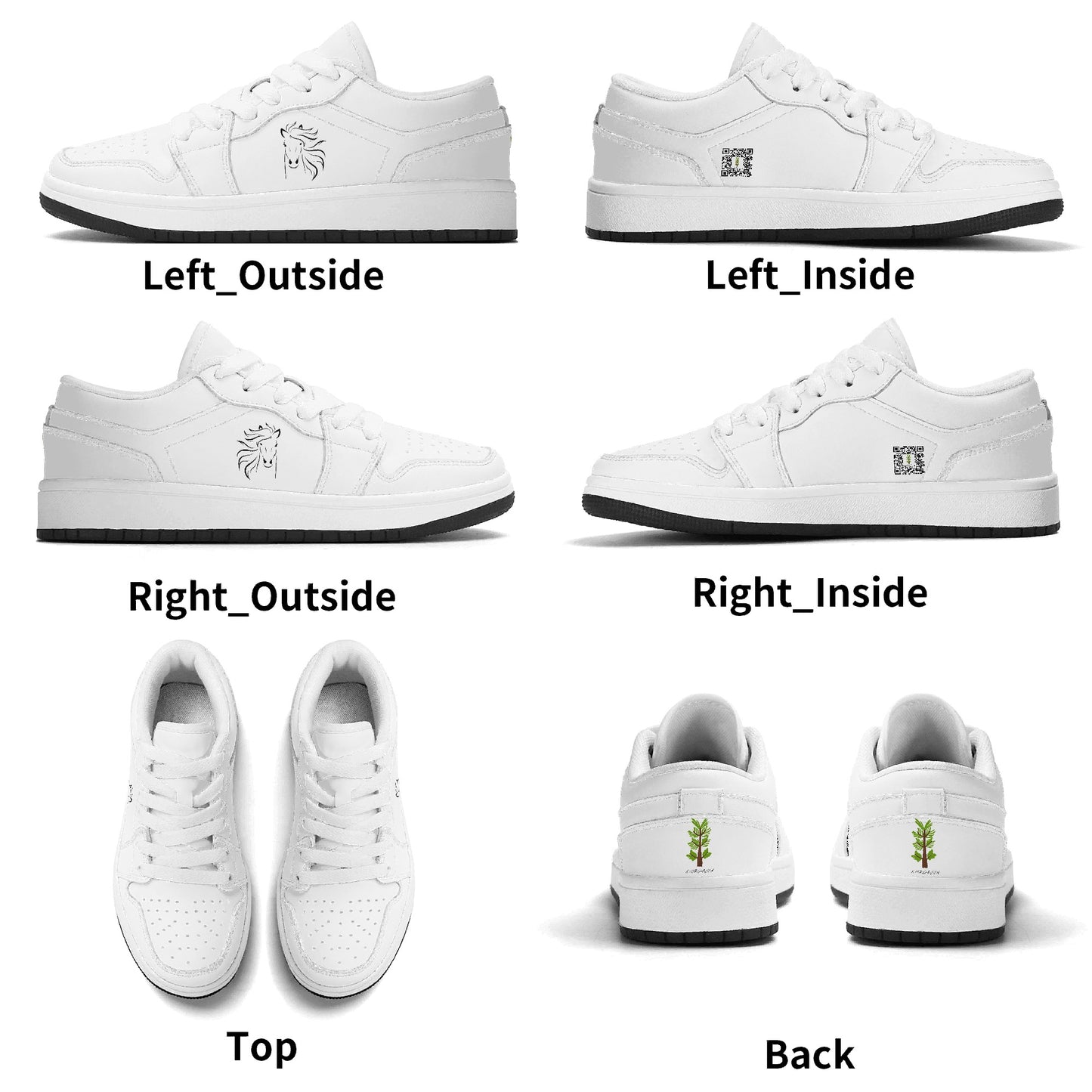 Evergreen Horse Line - Kids Premium Low Top Leather Sneakers