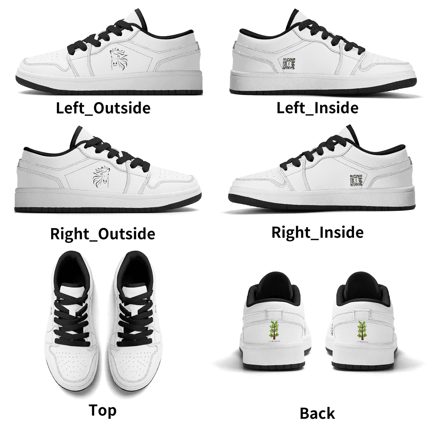 Evergreen Horse Line - Kids Premium Low Top Leather Sneakers