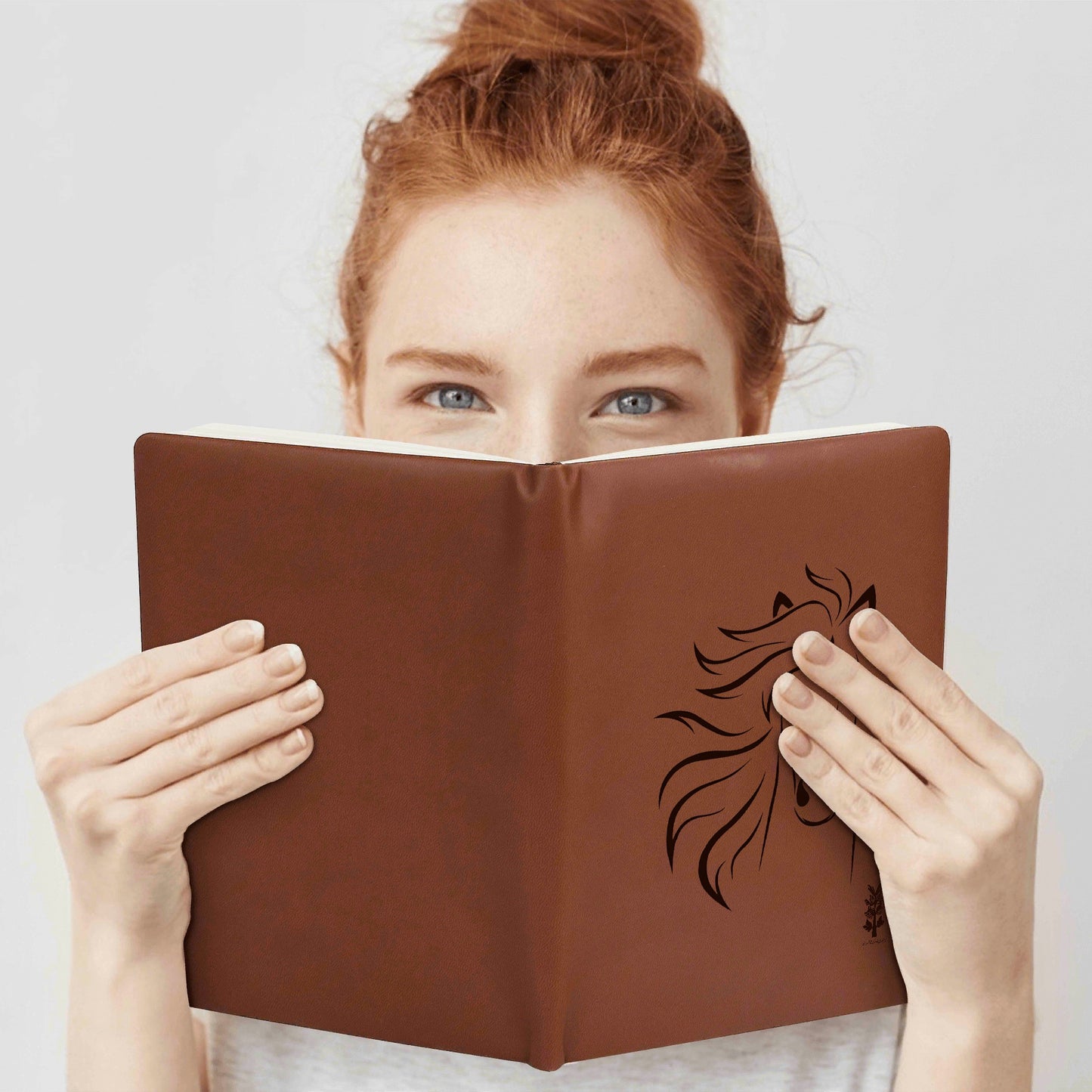 Evergreen Horse Line - Engraved Brown Notebook Custom Journals Diary Gift for Friends Family