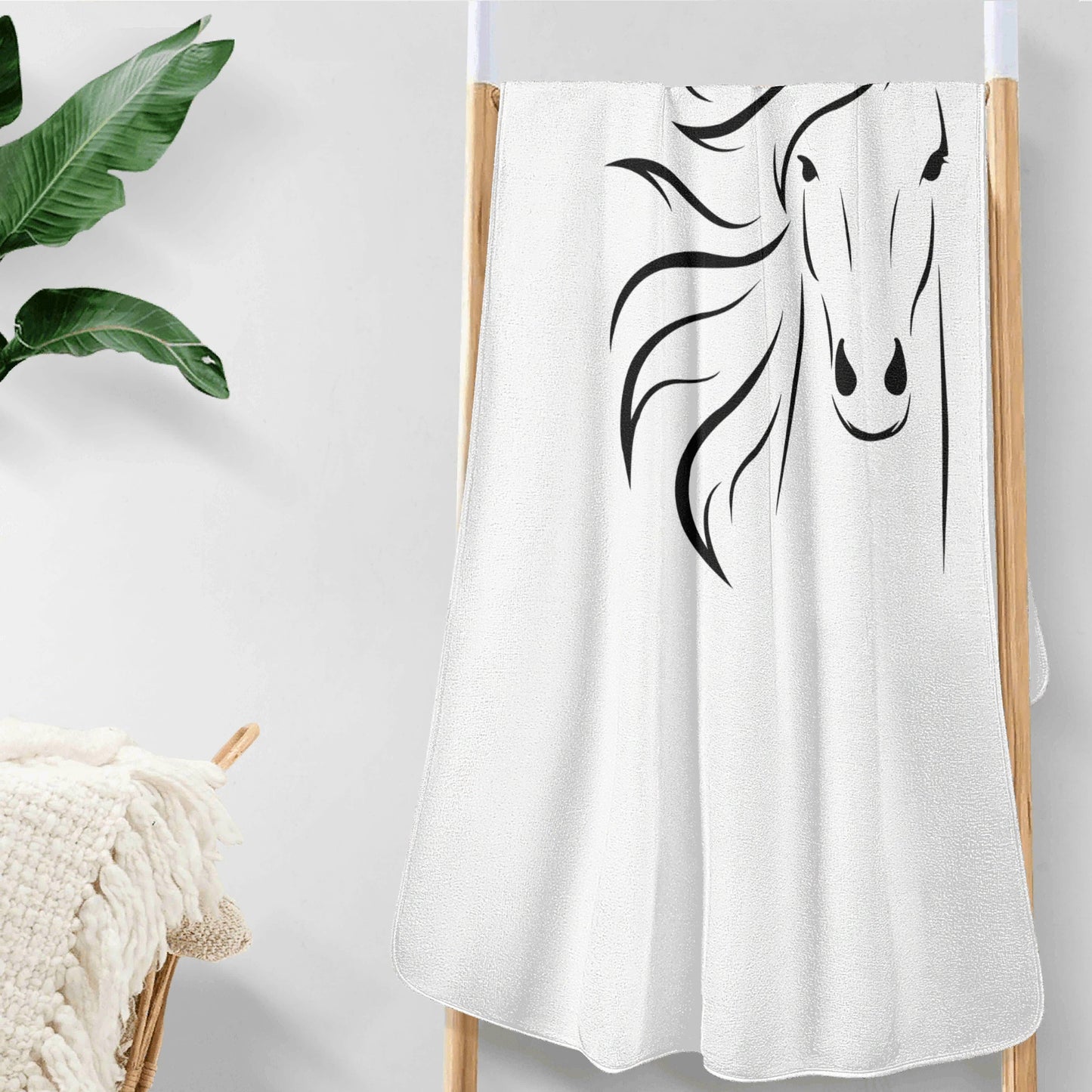 Evergreen Horse Line | Timeless Equestrian Gear – Minimalist, Sophisticated Styles for Riders, Kids, Women & Men - Personalized Soft Bath Towel 2 Sizes for Bathroom Gym and Travel