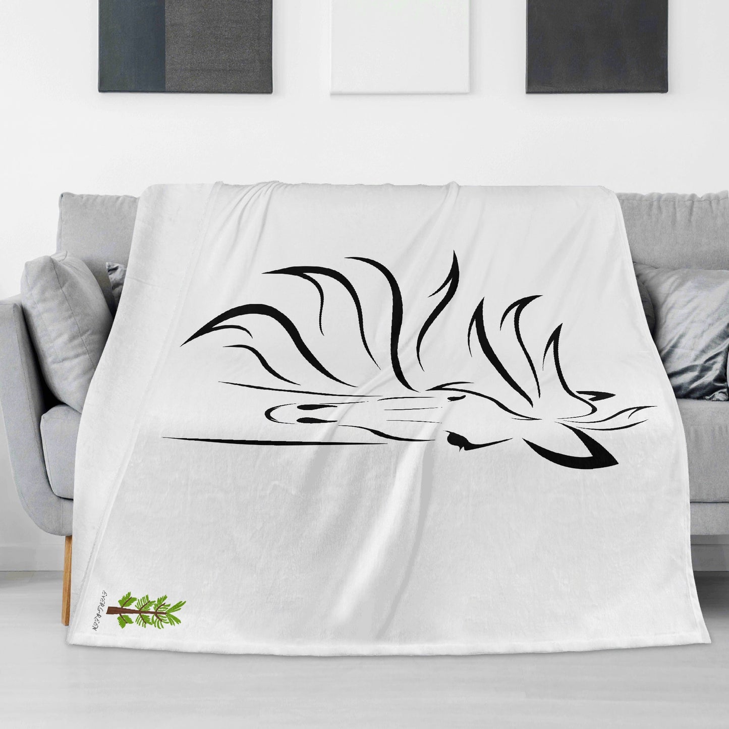 Evergreen Horse Line - Horizontal Flannel Breathable Blanket 4 Sizes