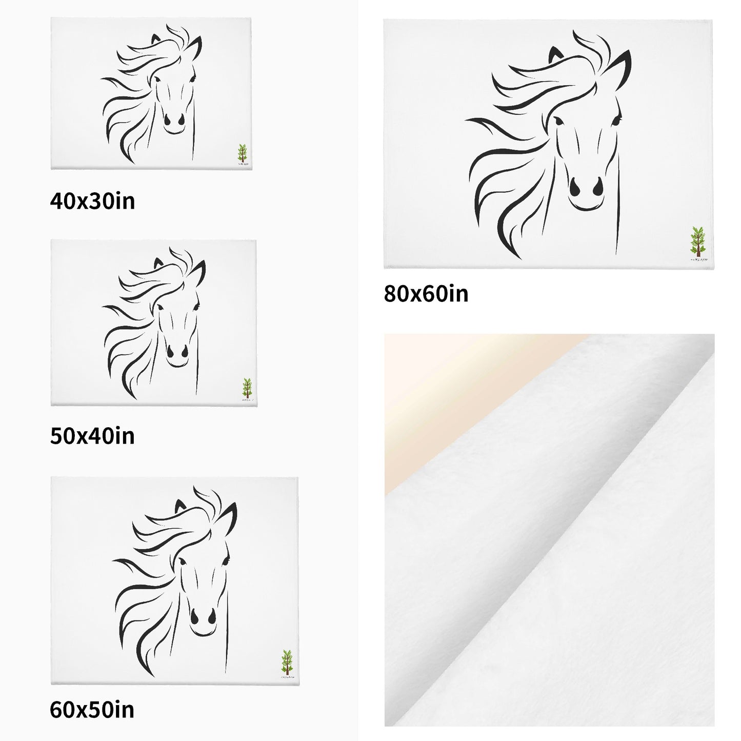 Evergreen Horse Line - Horizontal Flannel Breathable Blanket 4 Sizes