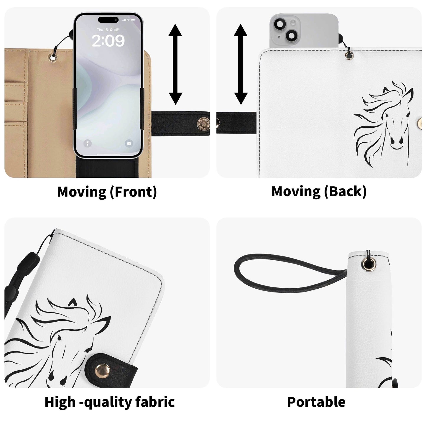 Evergreen Horse Line - Phone Flip Case PU Leather Cover for Most Mobile Phone Models