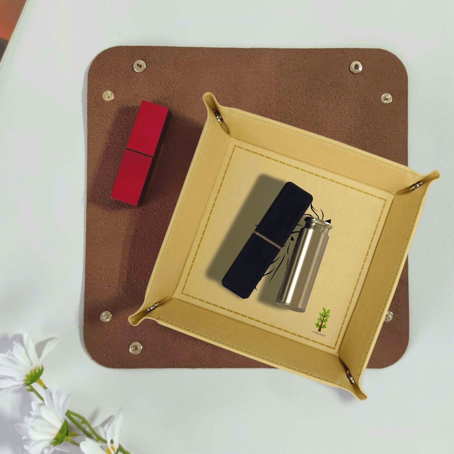 Evergreen Horse Line - Custom Designs for PU Leather Valet Tray with Jewelry Key Coin Glasses Tray