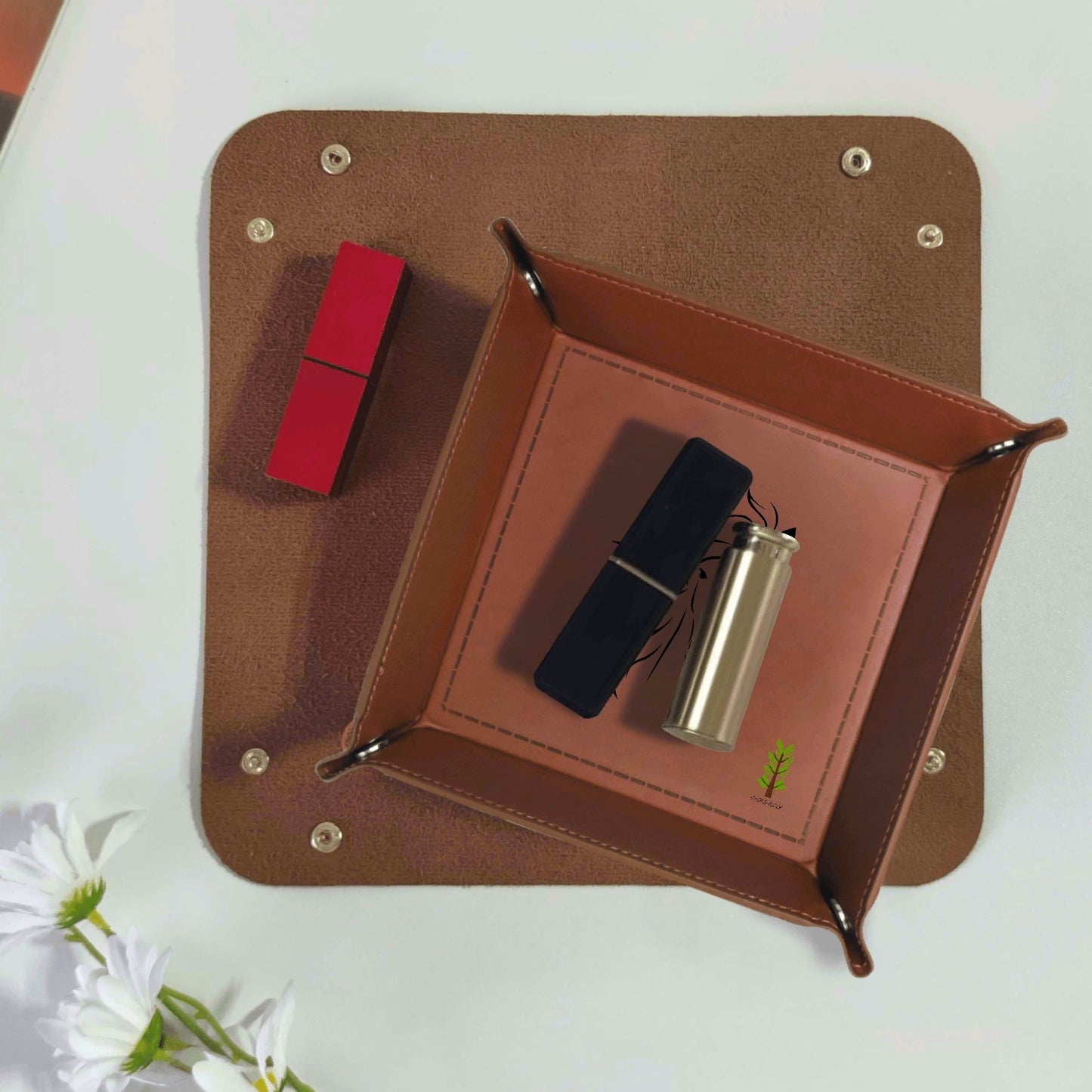 Evergreen Horse Line - Custom Designs for PU Leather Valet Tray with Jewelry Key Coin Glasses Tray