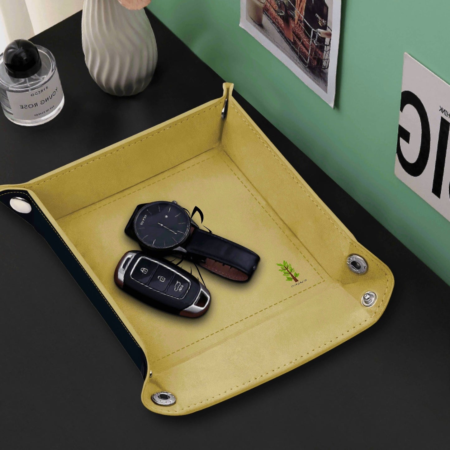 Evergreen Horse Line - Custom Designs for PU Leather Valet Tray with Jewelry Key Coin Glasses Tray