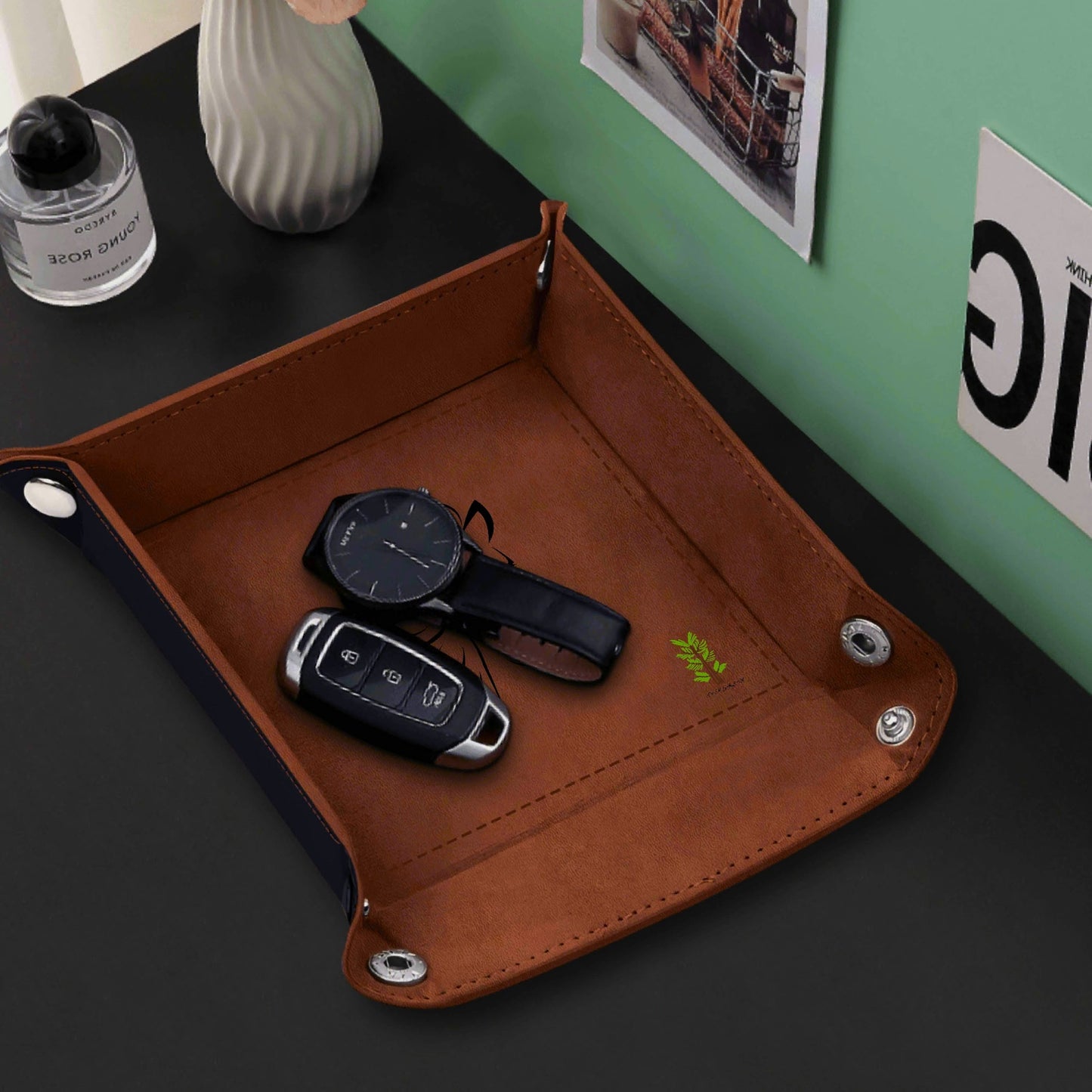 Evergreen Horse Line - Custom Designs for PU Leather Valet Tray with Jewelry Key Coin Glasses Tray